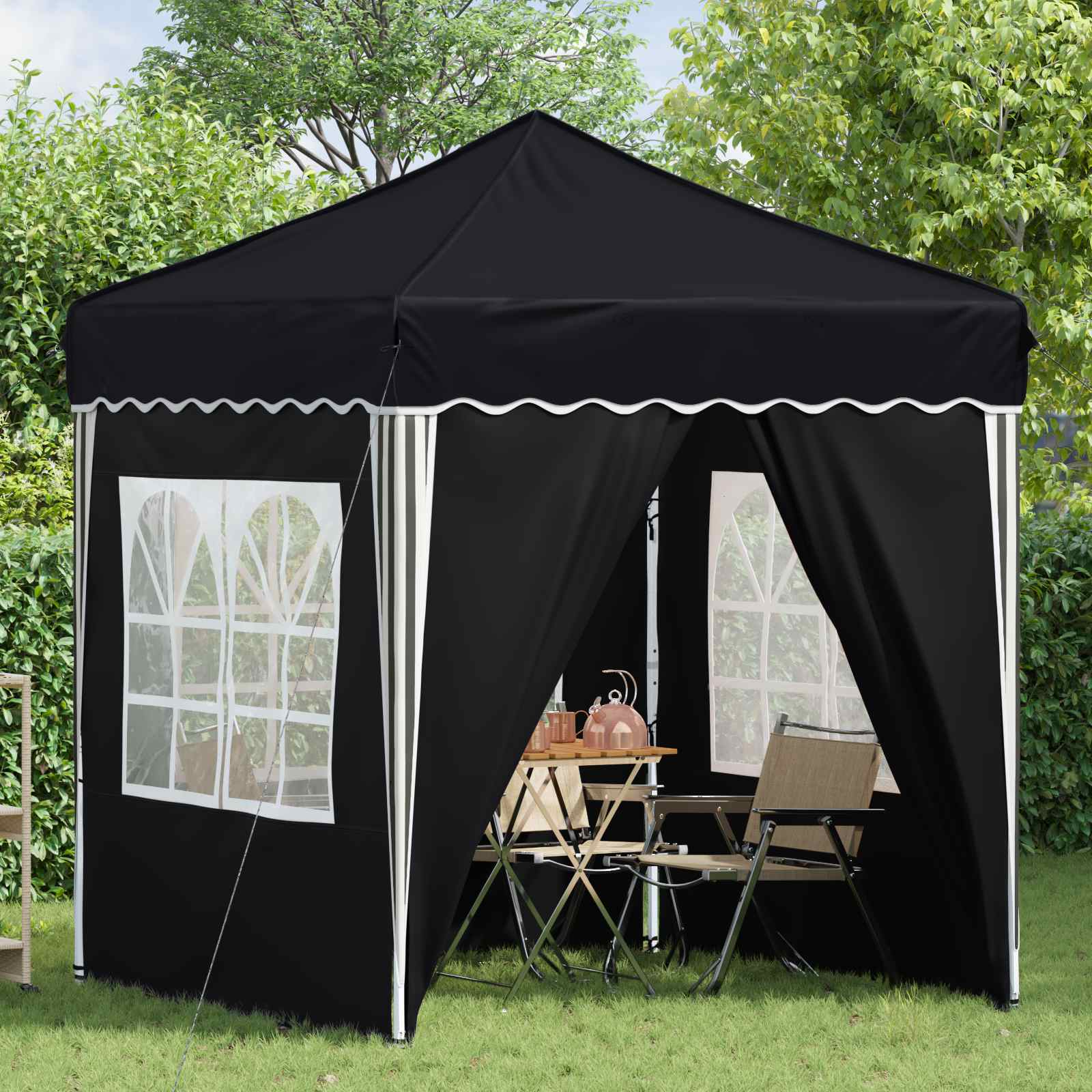 Pop-up Partyzelt 195 x 195 x 245 cm Anthrazit Oxford-Stoff
