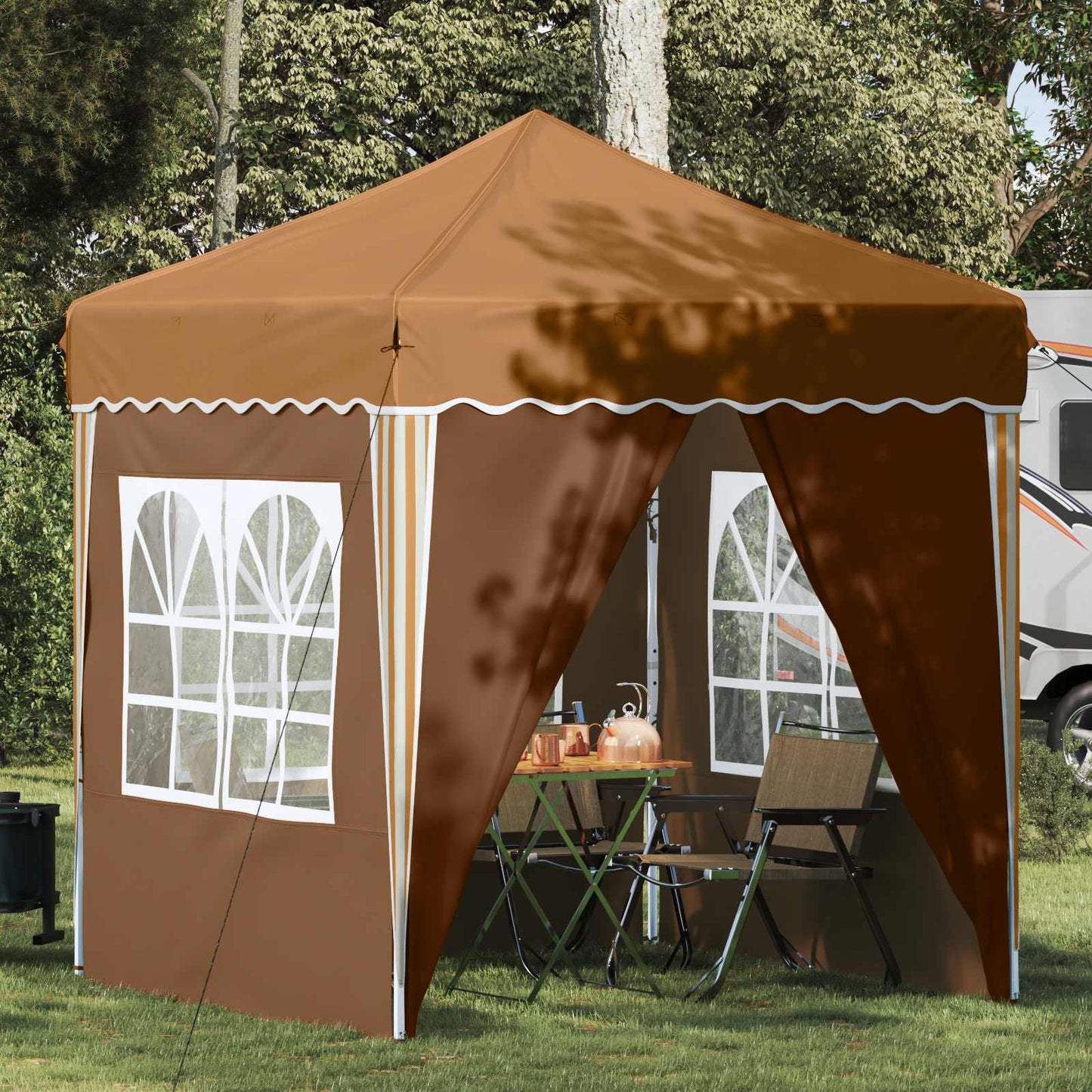 Pop-up Partyzelt 195 x 195 x 245 cm Beige Oxford-Stoff