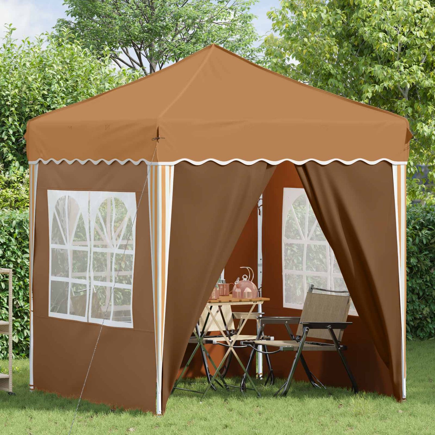 Pop-up Partyzelt 195 x 195 x 245 cm Beige Oxford-Stoff