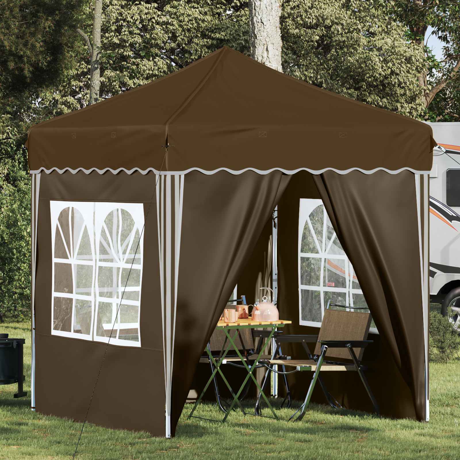 Pop-up Partyzelt 195 x 195 x 245 cm Taupe Oxford-Stoff