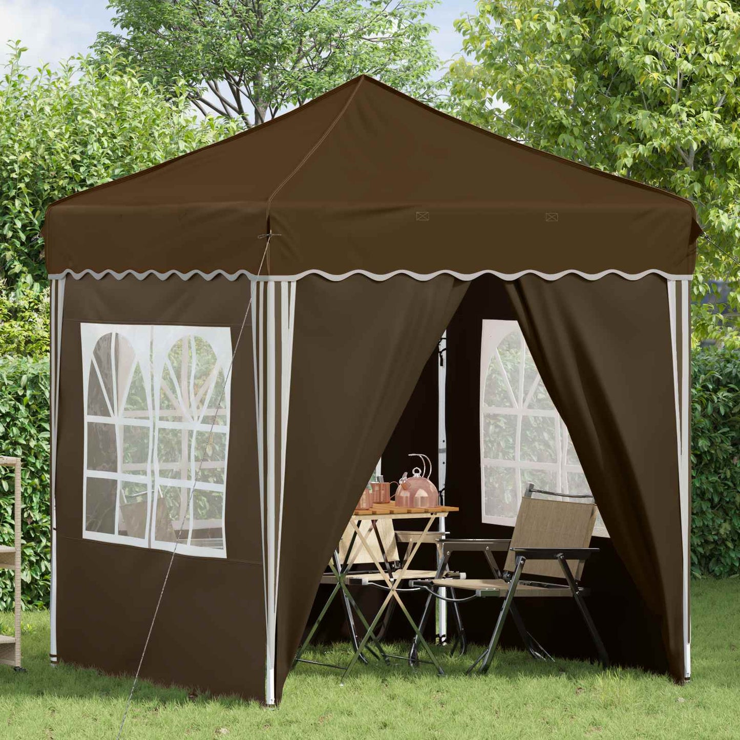 Pop-up Partyzelt 195 x 195 x 245 cm Taupe Oxford-Stoff