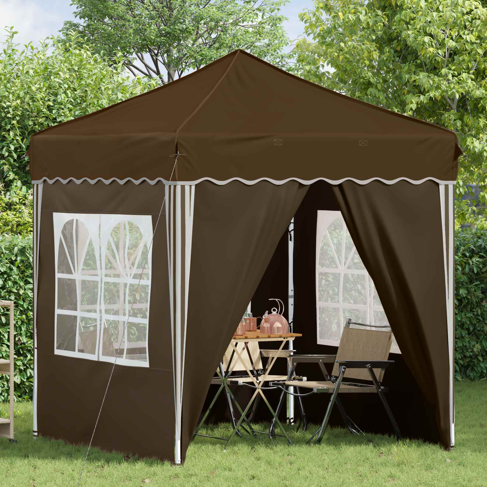 Pop-up Partyzelt 195 x 195 x 245 cm Taupe Oxford-Stoff