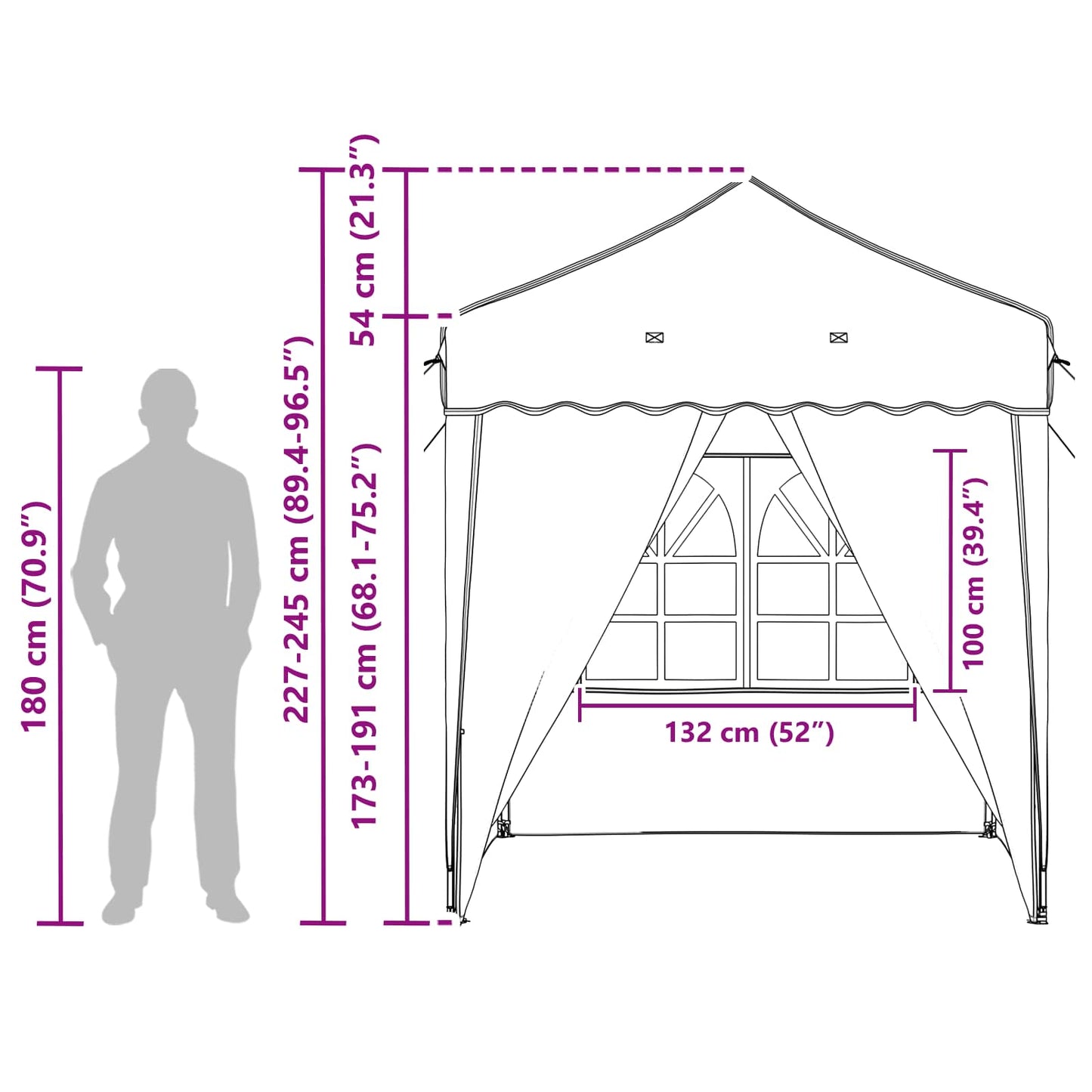 Pop-up Partyzelt 195 x 195 x 245 cm Taupe Oxford-Stoff