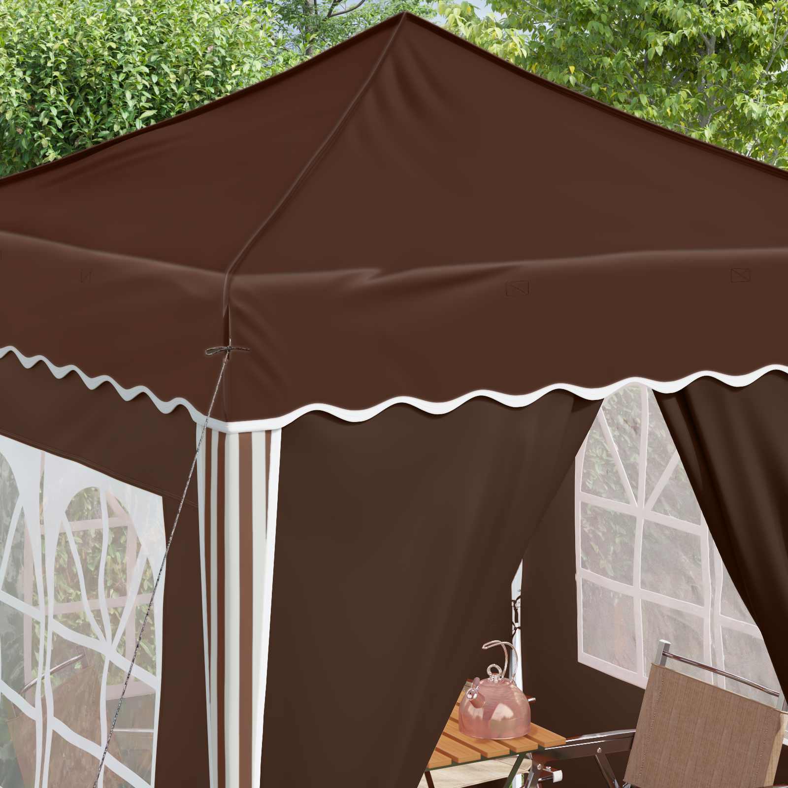 Pop-up Partyzelt 195 x 195 x 245 cm Braun Oxford-Stoff