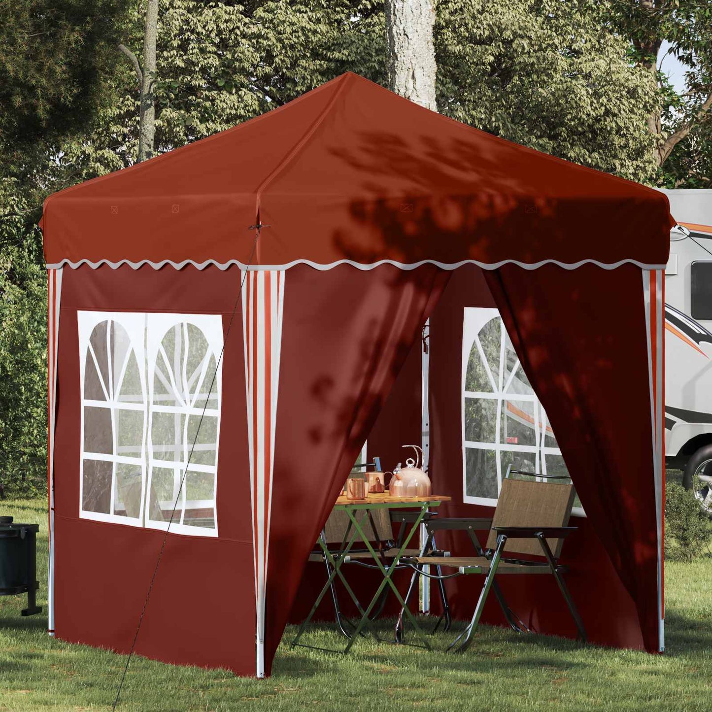 Pop-up Partyzelt 195 x 195 x 245 cm Terrakotta Oxford-Stoff