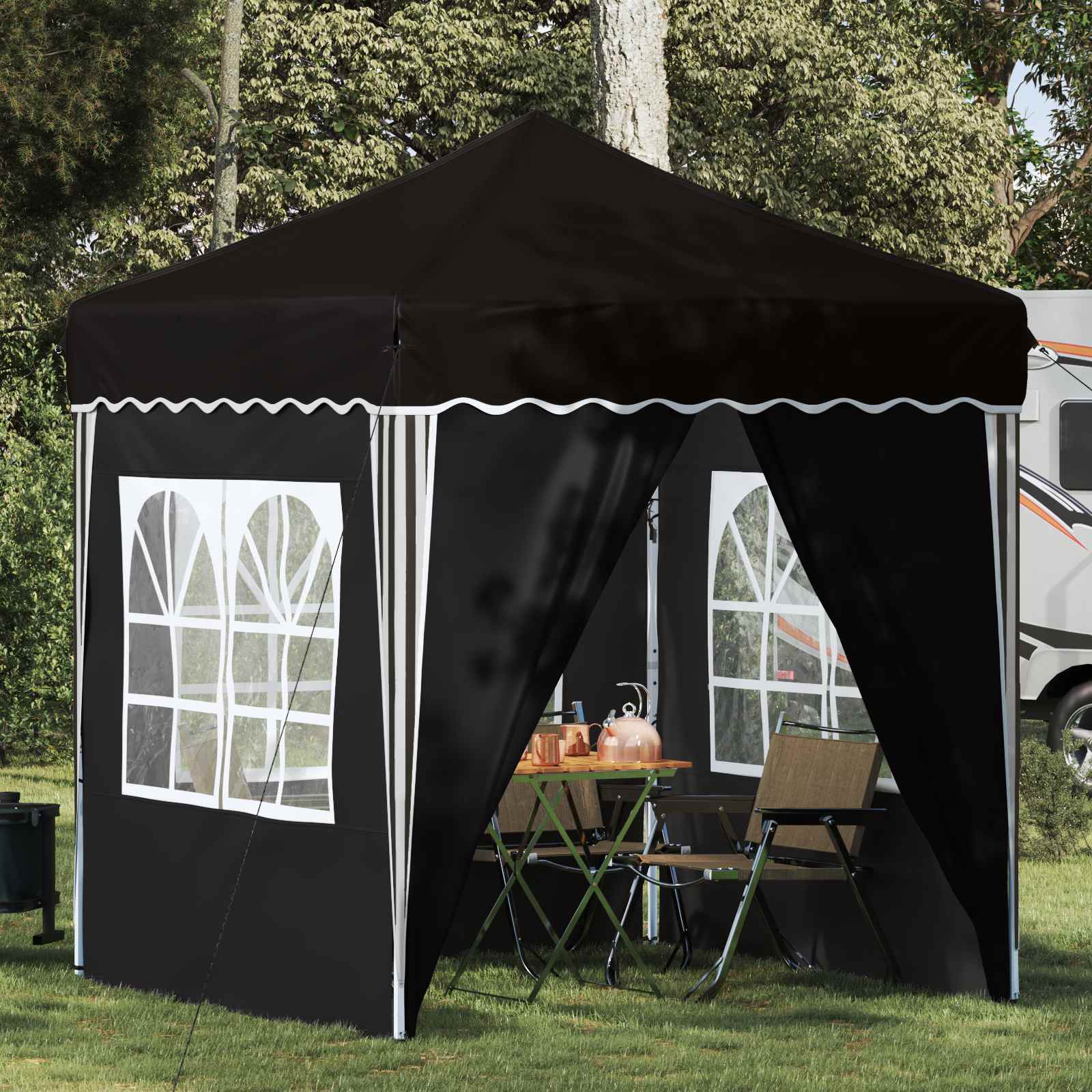 Pop-up Partyzelt 195 x 195 x 245 cm Schwarz Oxford-Stoff