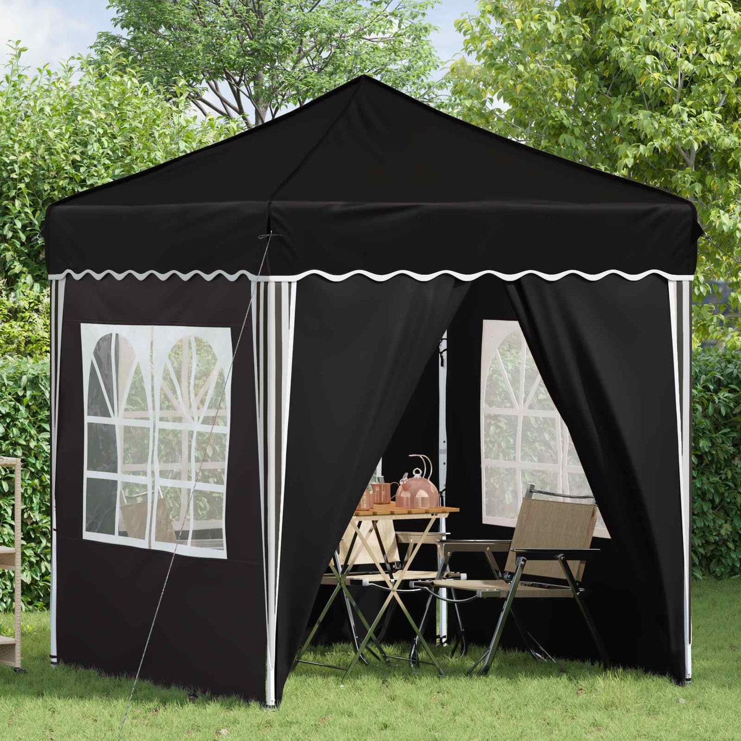 Pop-up Partyzelt 195 x 195 x 245 cm Schwarz Oxford-Stoff