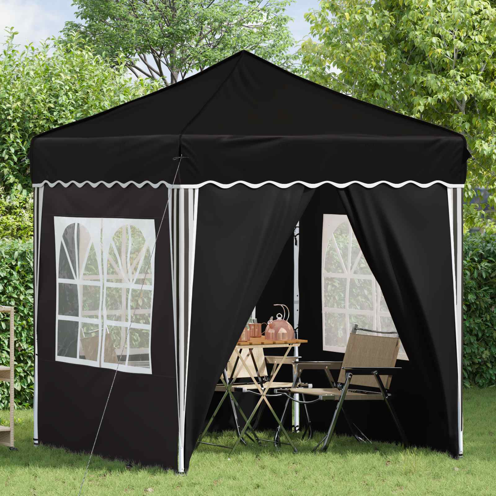 Pop-up Partyzelt 195 x 195 x 245 cm Schwarz Oxford-Stoff