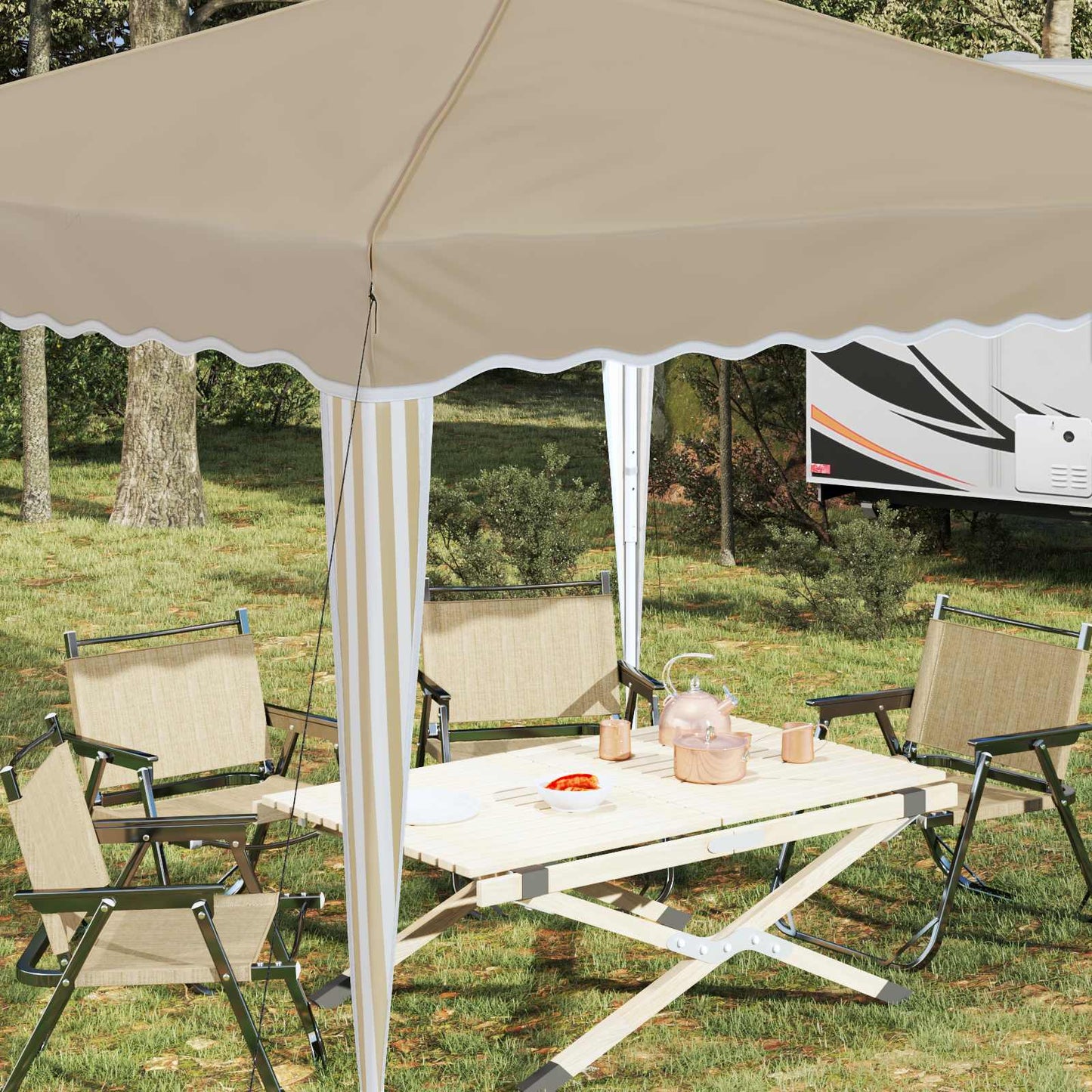 Pop-up Partyzelt 288 x 288 x 245 cm Creme Oxford-Stoff