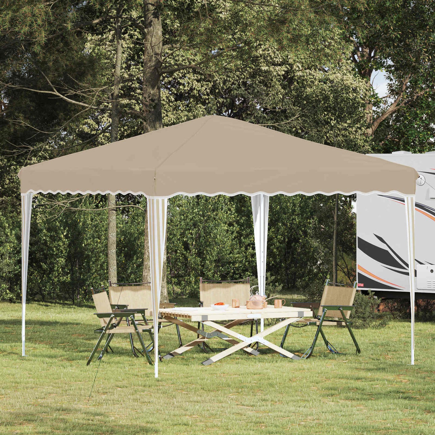 Pop-up Partyzelt 288 x 288 x 245 cm Creme Oxford-Stoff