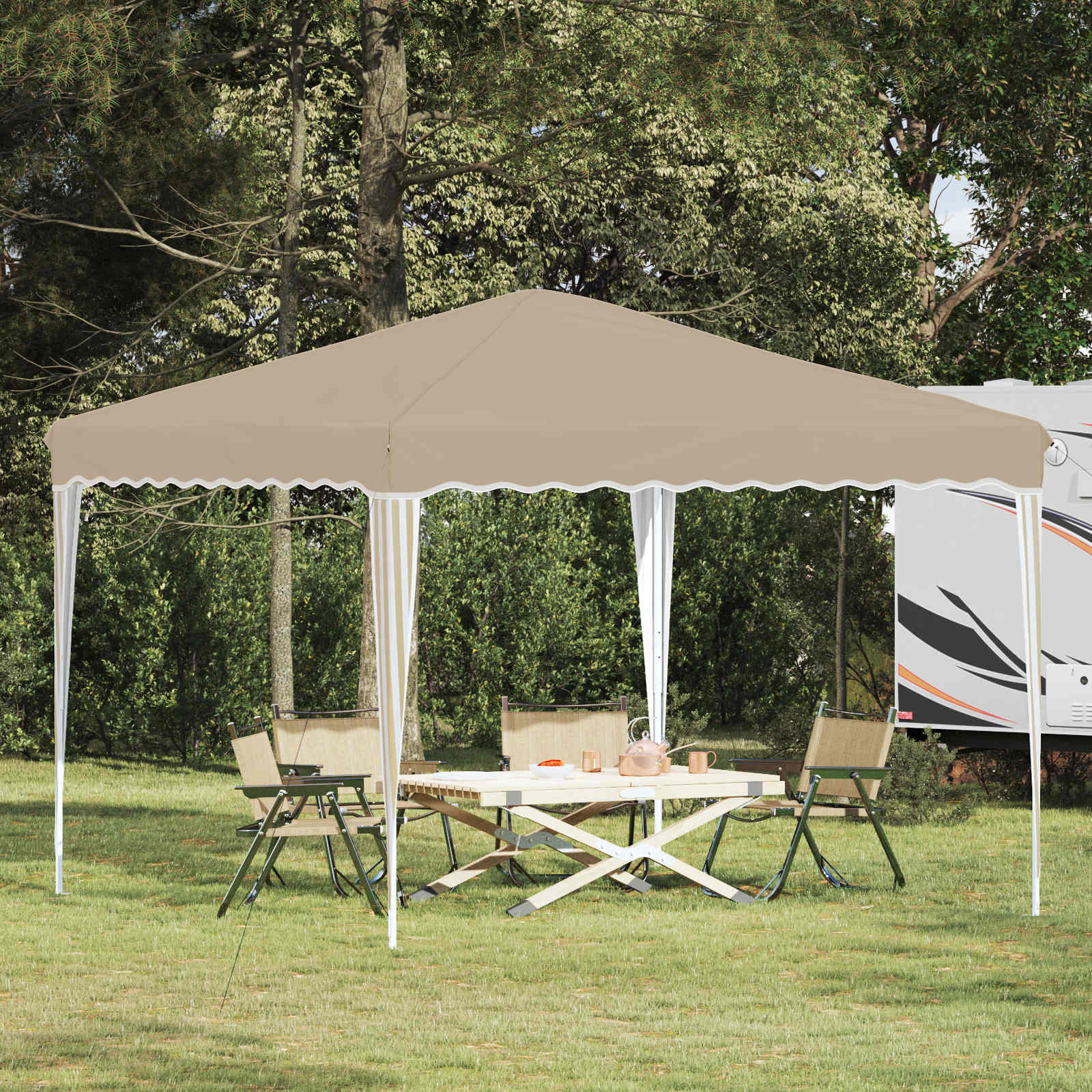 Pop-up Partyzelt 288 x 288 x 245 cm Creme Oxford-Stoff