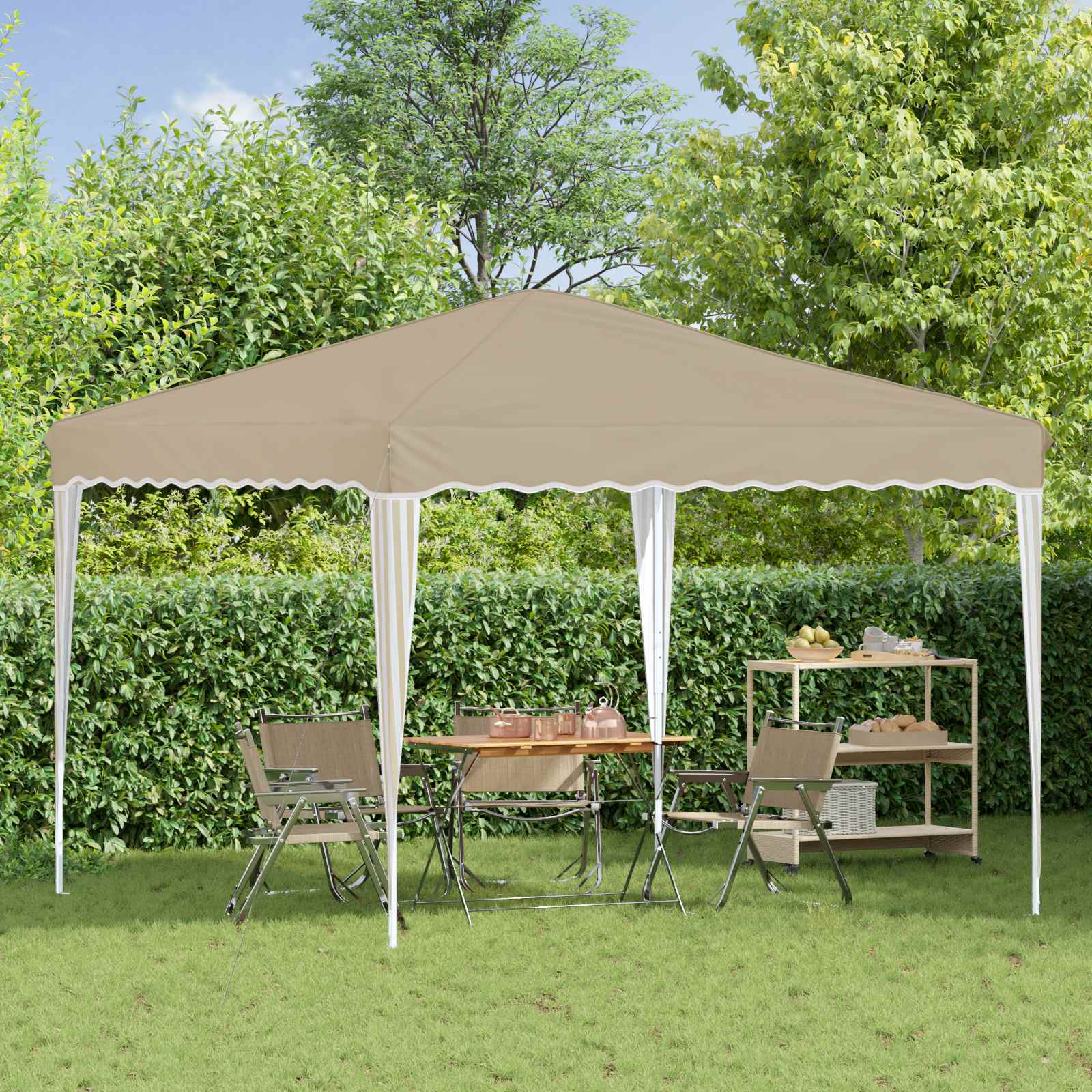 Pop-up Partyzelt 288 x 288 x 245 cm Creme Oxford-Stoff