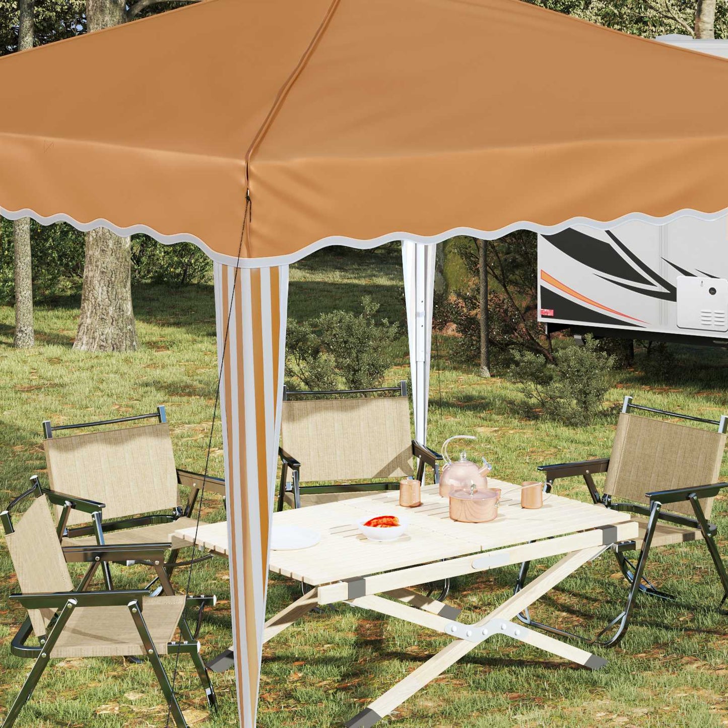 Pop-up Partyzelt 288 x 288 x 245 cm Beige Oxford-Stoff