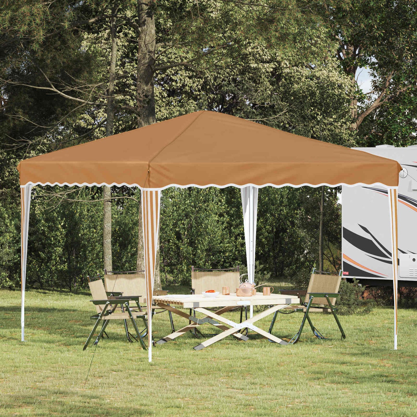 Pop-up Partyzelt 288 x 288 x 245 cm Beige Oxford-Stoff
