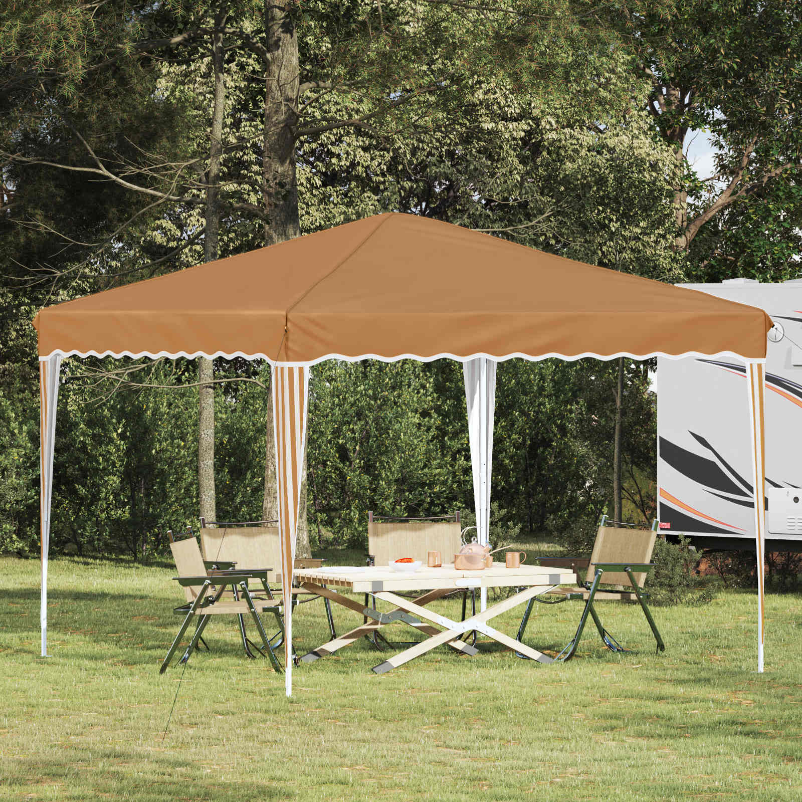 Pop-up Partyzelt 288 x 288 x 245 cm Beige Oxford-Stoff