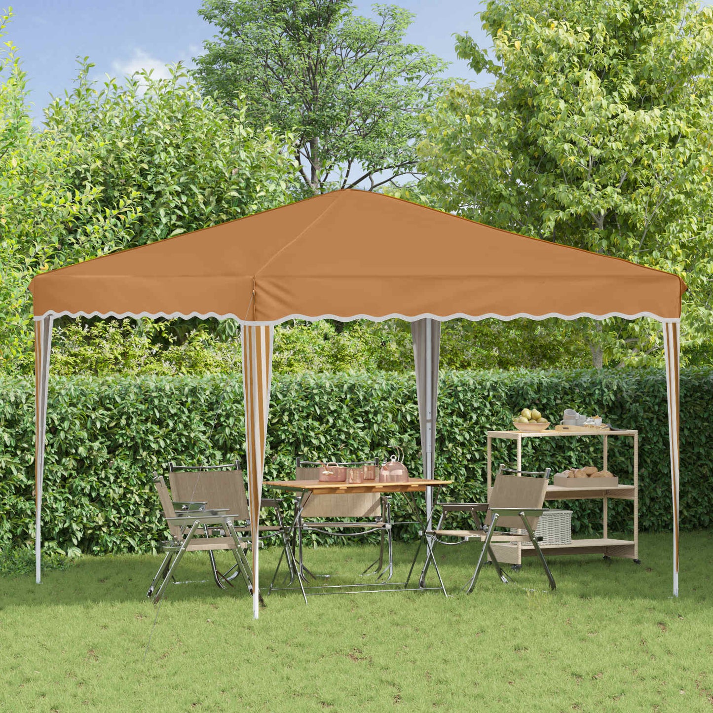 Pop-up Partyzelt 288 x 288 x 245 cm Beige Oxford-Stoff