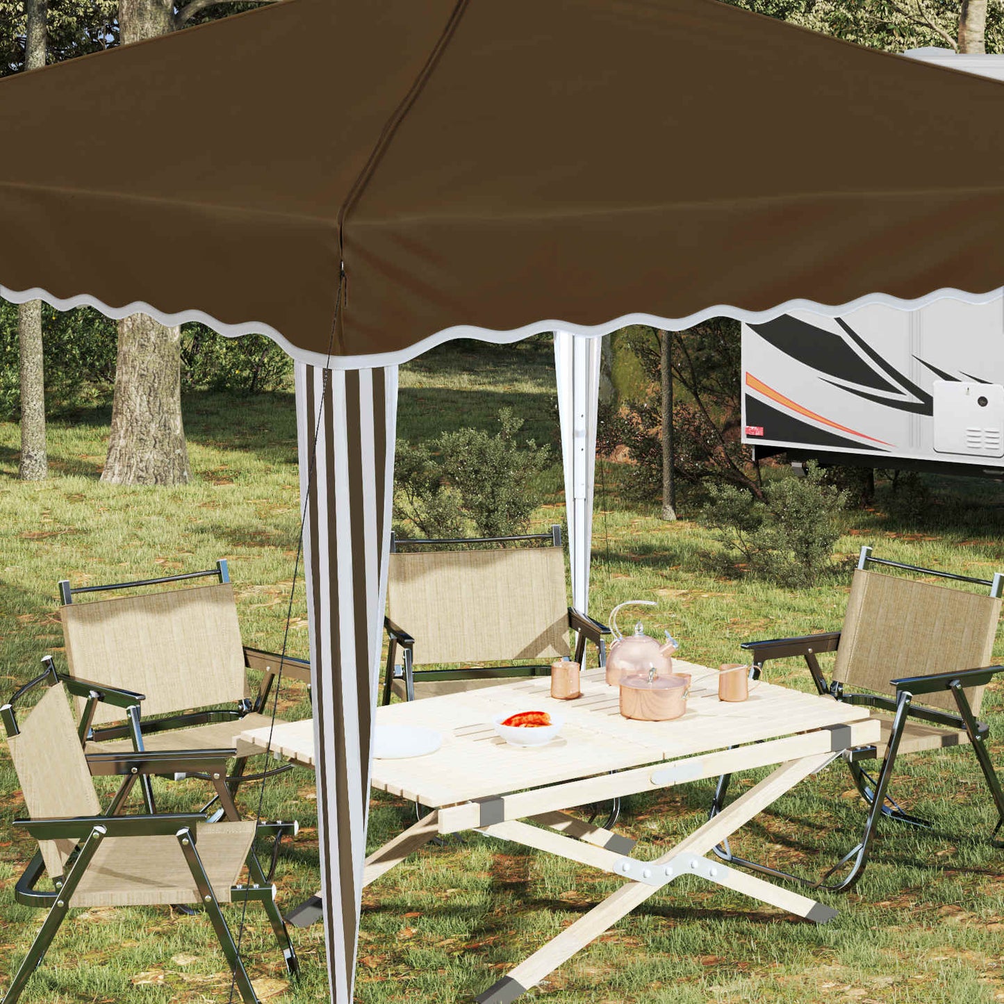 Pop-up Partyzelt 288 x 288 x 245 cm Taupe Oxford-Stoff