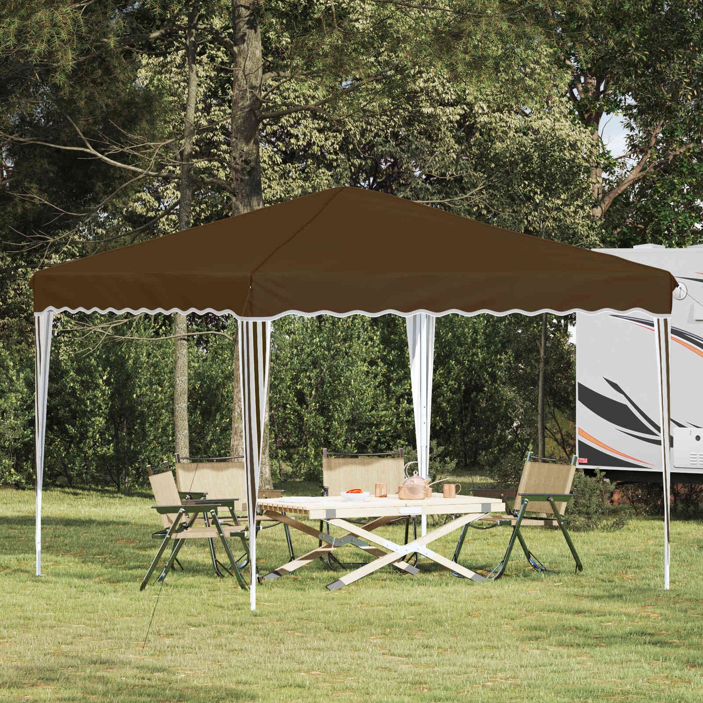 Pop-up Partyzelt 288 x 288 x 245 cm Taupe Oxford-Stoff