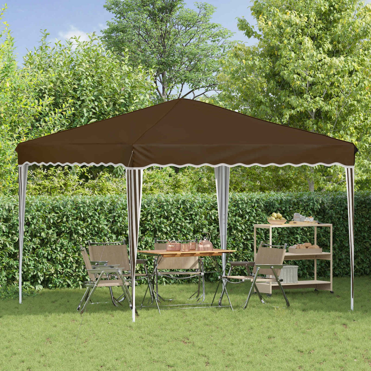 Pop-up Partyzelt 288 x 288 x 245 cm Taupe Oxford-Stoff
