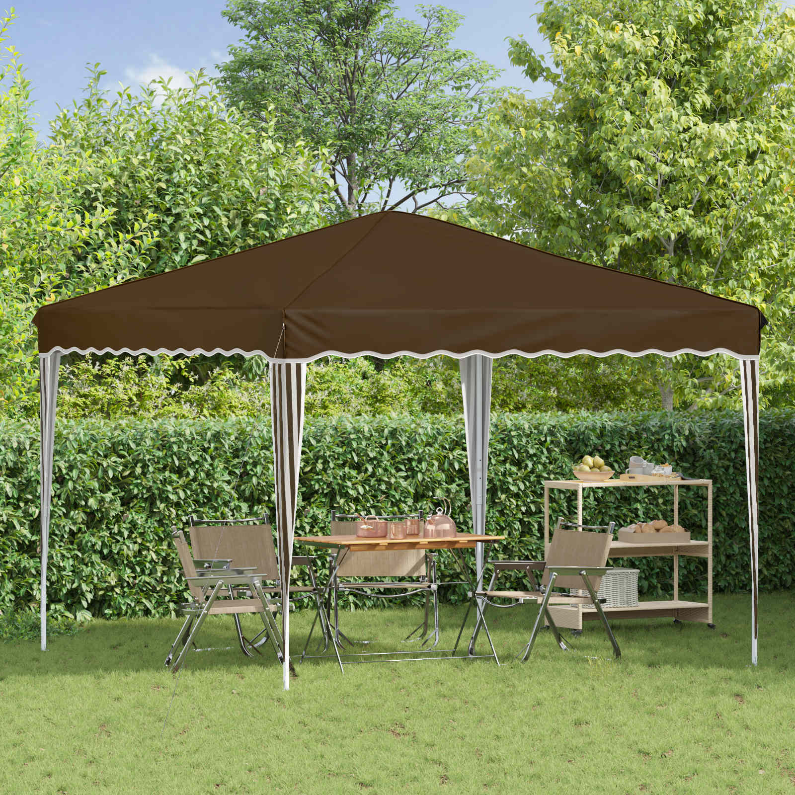 Pop-up Partyzelt 288 x 288 x 245 cm Taupe Oxford-Stoff