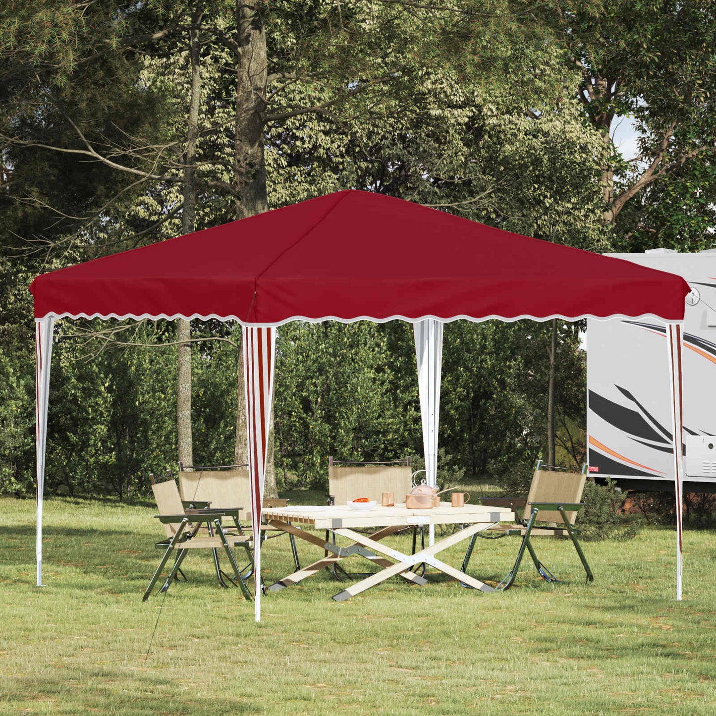 Pop-up Partyzelt 288 x 288 x 245 cm Bordeauxrot Oxford-Stoff