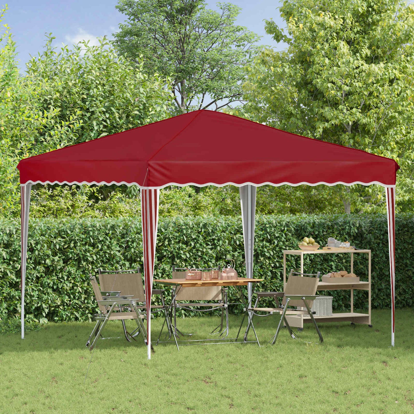 Pop-up Partyzelt 288 x 288 x 245 cm Bordeauxrot Oxford-Stoff