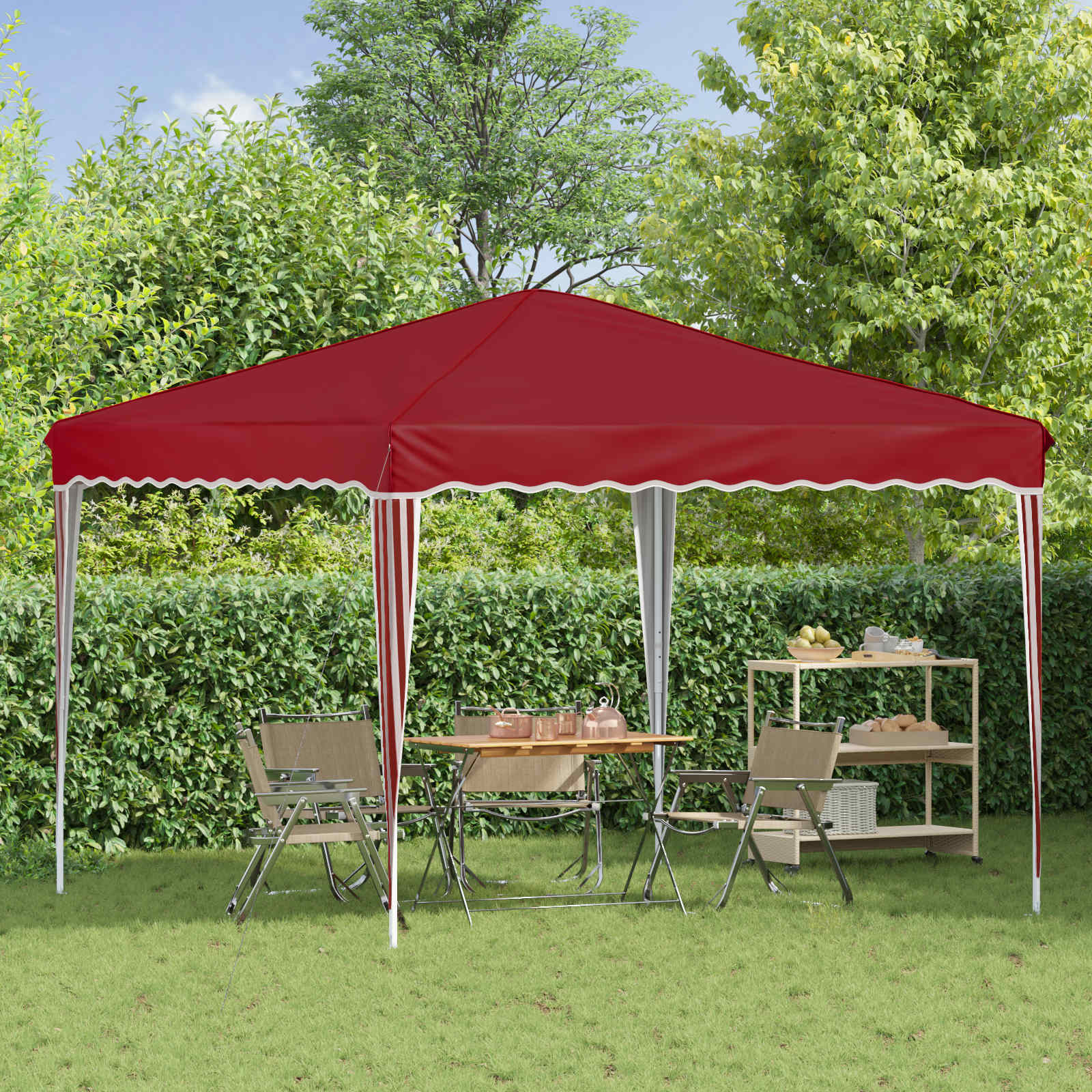 Pop-up Partyzelt 288 x 288 x 245 cm Bordeauxrot Oxford-Stoff