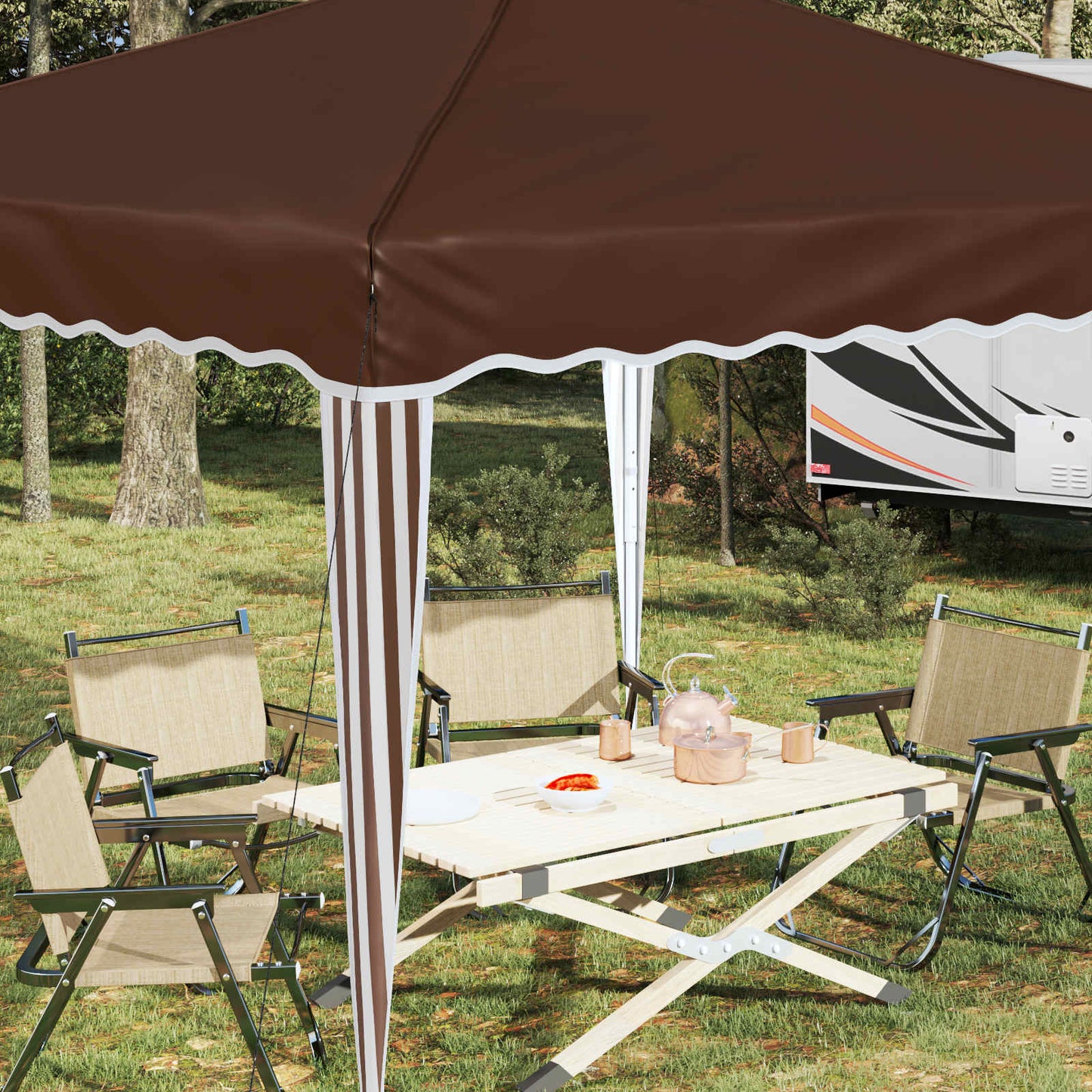 Pop-up Partyzelt 288 x 288 x 245 cm Braun Oxford-Stoff