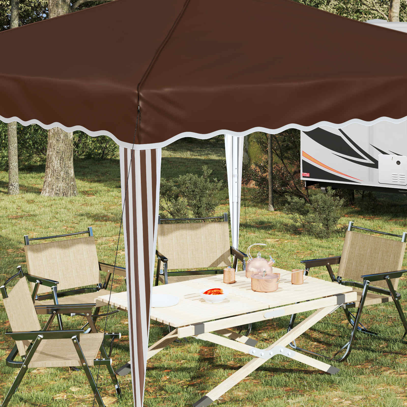Pop-up Partyzelt 288 x 288 x 245 cm Braun Oxford-Stoff