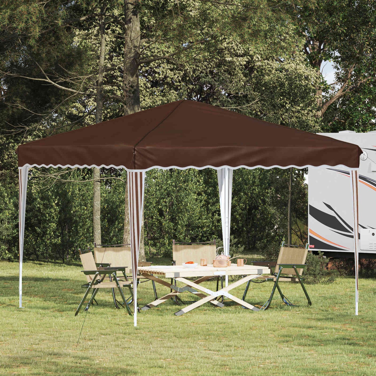Pop-up Partyzelt 288 x 288 x 245 cm Braun Oxford-Stoff