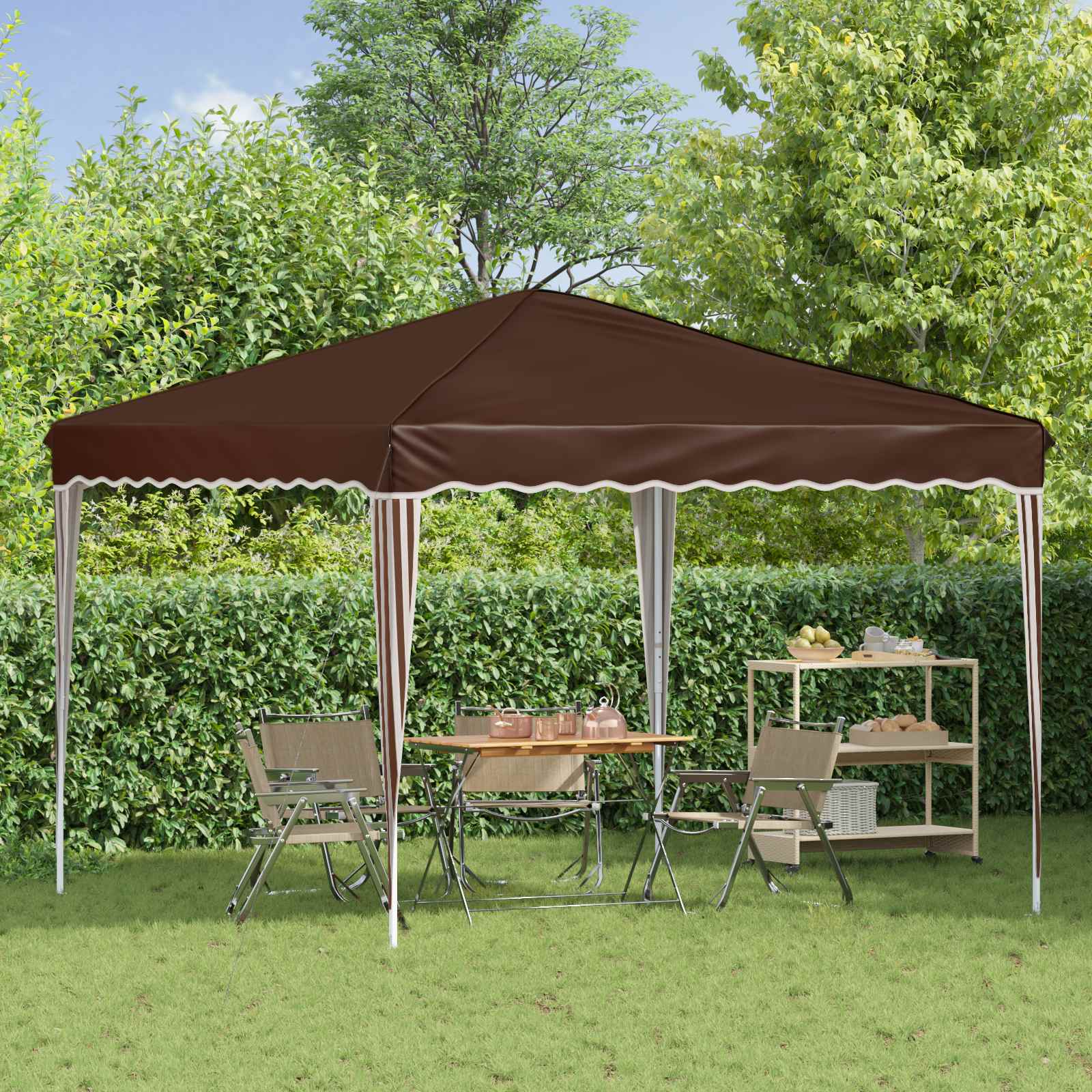 Pop-up Partyzelt 288 x 288 x 245 cm Braun Oxford-Stoff
