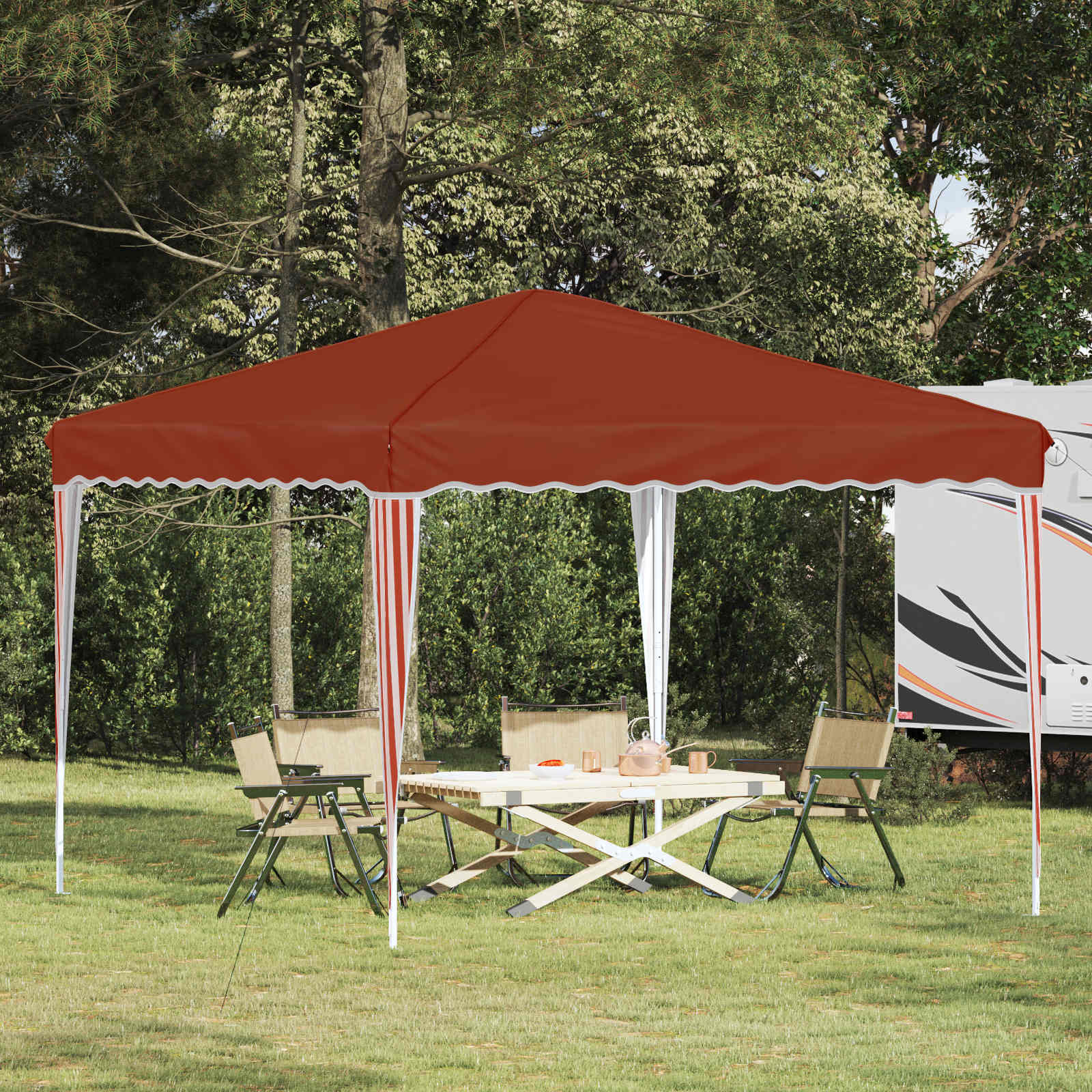Pop-up Partyzelt 288 x 288 x 245 cm Terrakotta Oxford-Stoff