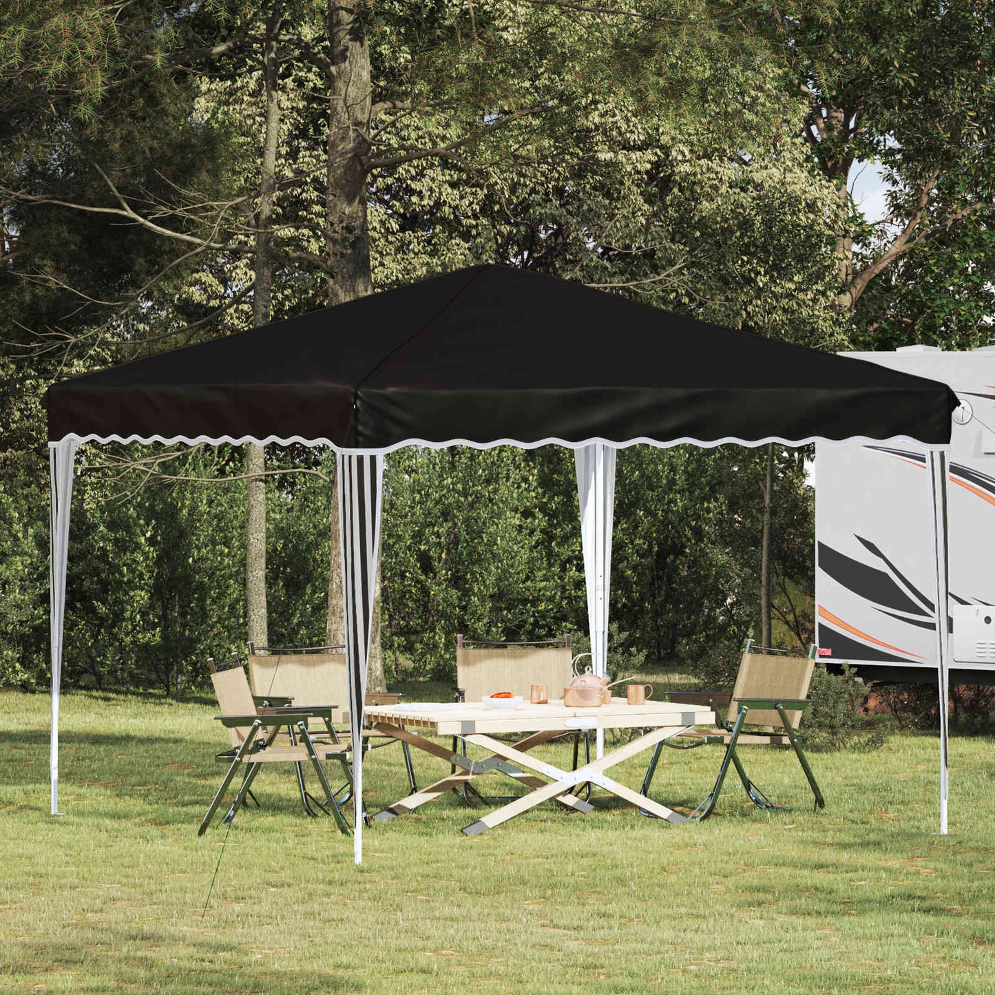 Pop-up Partyzelt 288 x 288 x 245 cm Schwarz Oxford-Stoff
