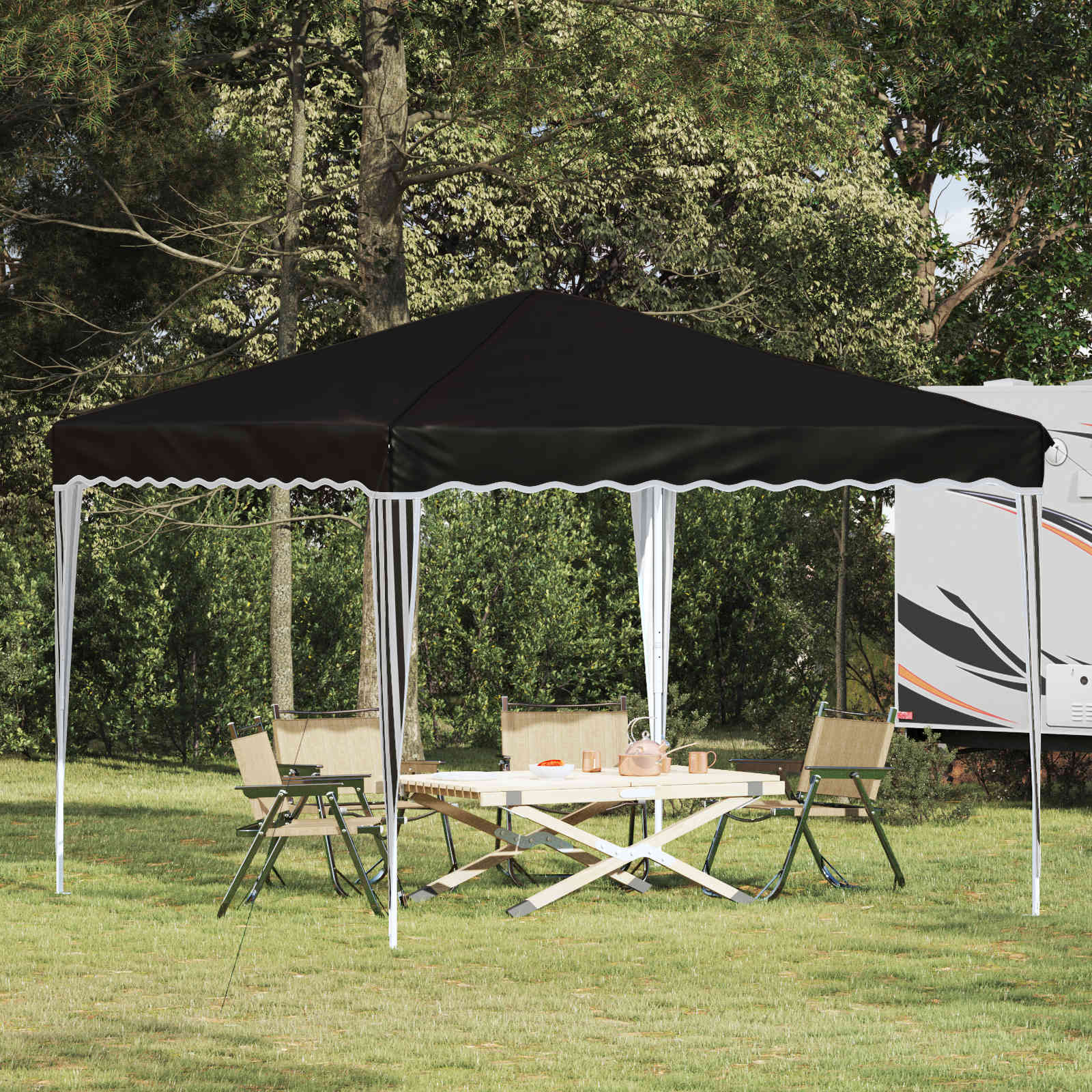 Pop-up Partyzelt 288 x 288 x 245 cm Schwarz Oxford-Stoff