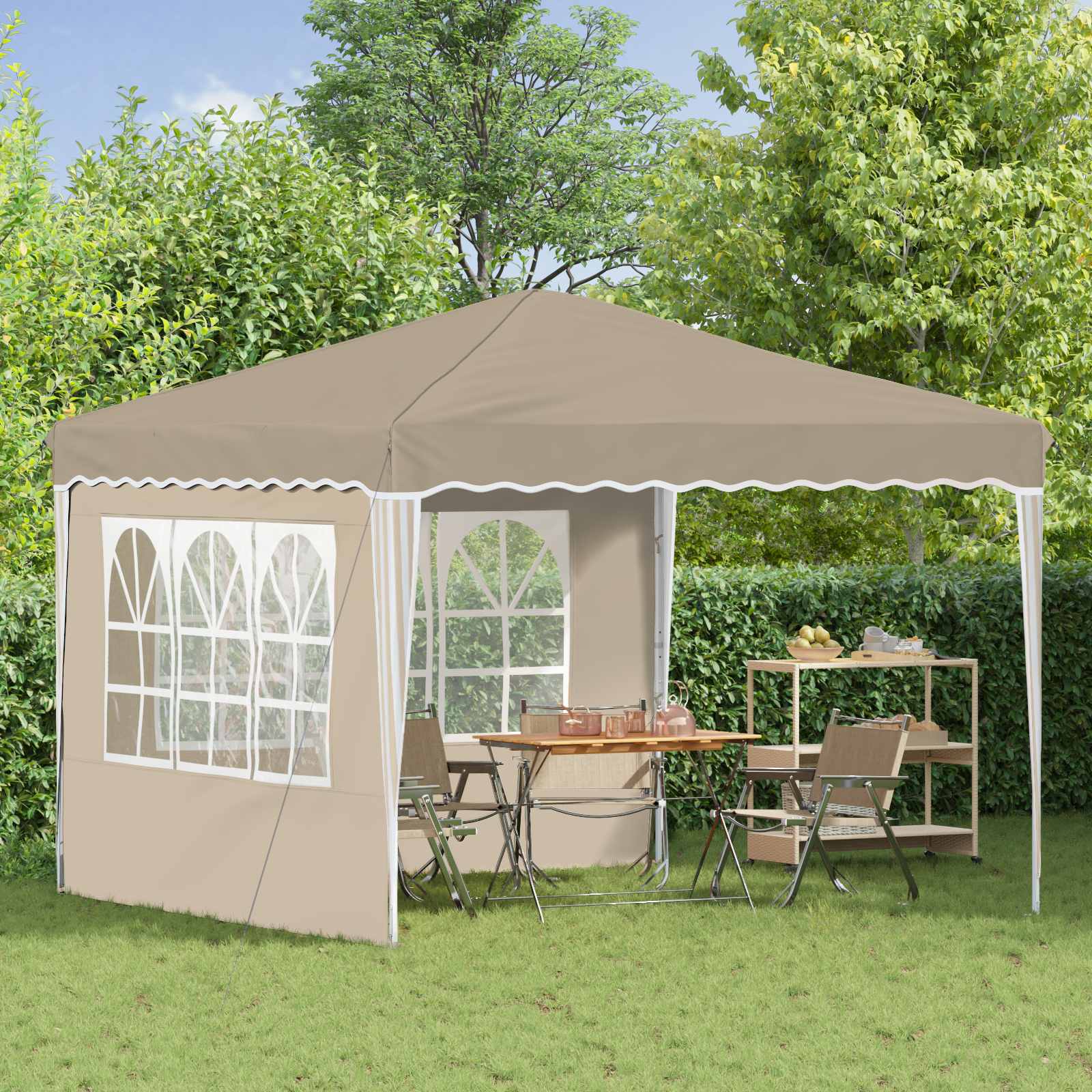 Pop-up Partyzelt 288 x 288 x 245 cm Creme Oxford-Stoff