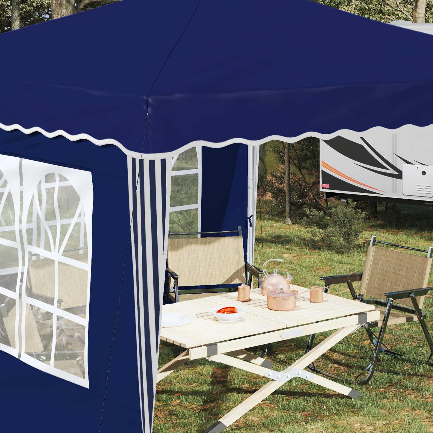 Pop-up Partyzelt 288 x 288 x 245 cm Blau Oxford-Stoff