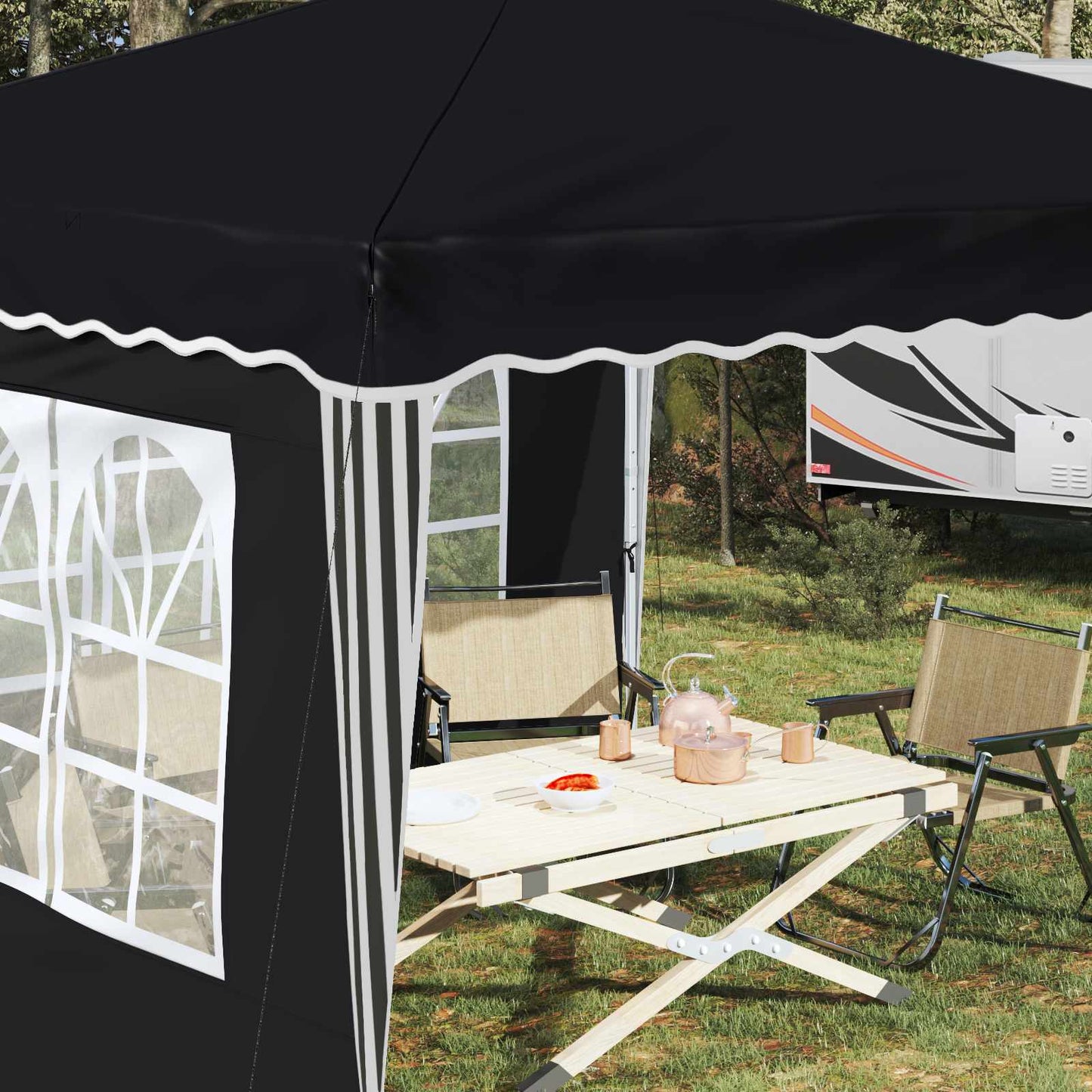 Pop-up Partyzelt 288 x 288 x 245 cm Anthrazit Oxford-Stoff