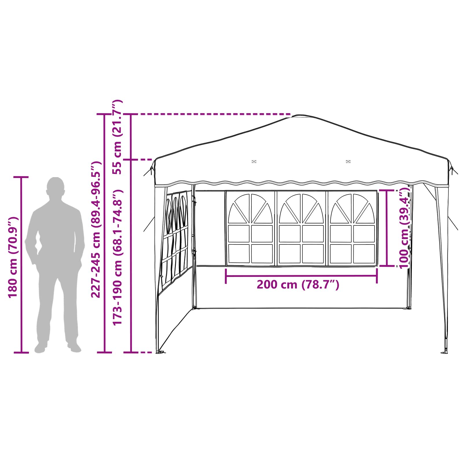 Pop-up Partyzelt 288 x 288 x 245 cm Anthrazit Oxford-Stoff