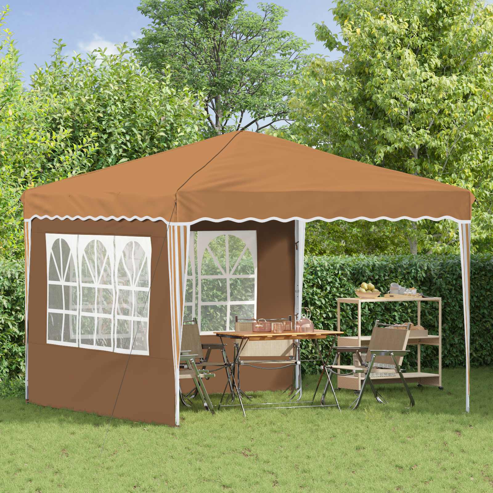 Pop-up Partyzelt 288 x 288 x 245 cm Beige Oxford-Stoff