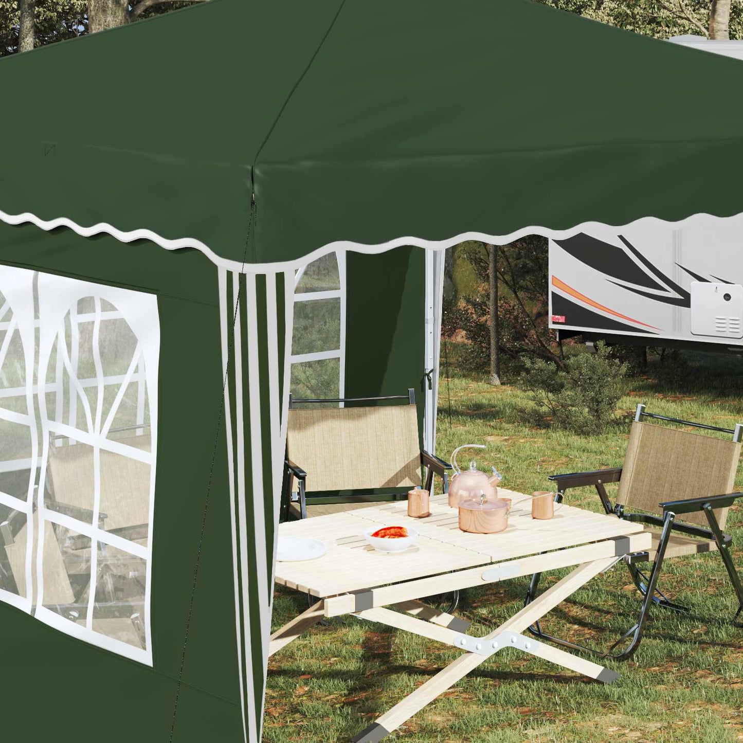 Pop-up Partyzelt 288 x 288 x 245 cm Grün Oxford-Stoff