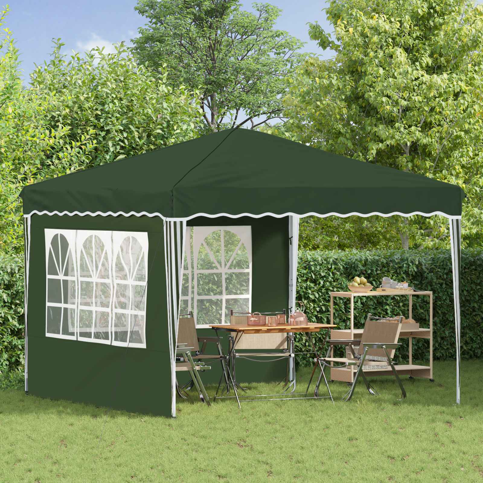 Pop-up Partyzelt 288 x 288 x 245 cm Grün Oxford-Stoff