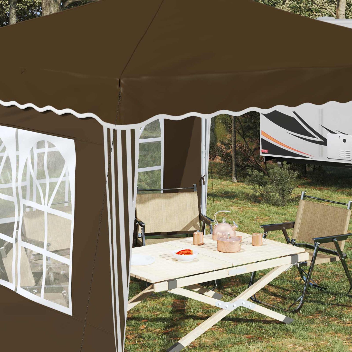 Pop-up Partyzelt 288 x 288 x 245 cm Taupe Oxford-Stoff