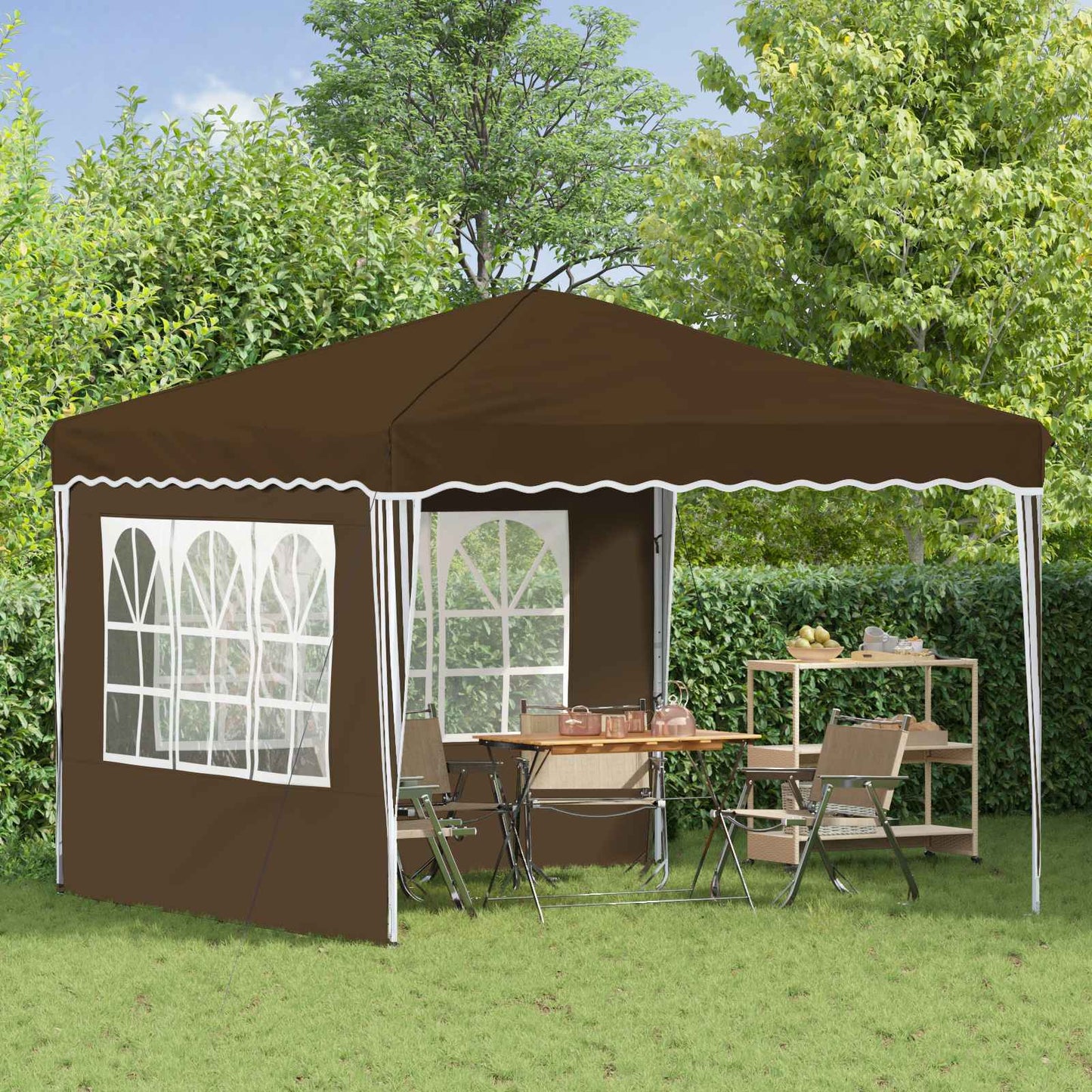 Pop-up Partyzelt 288 x 288 x 245 cm Taupe Oxford-Stoff