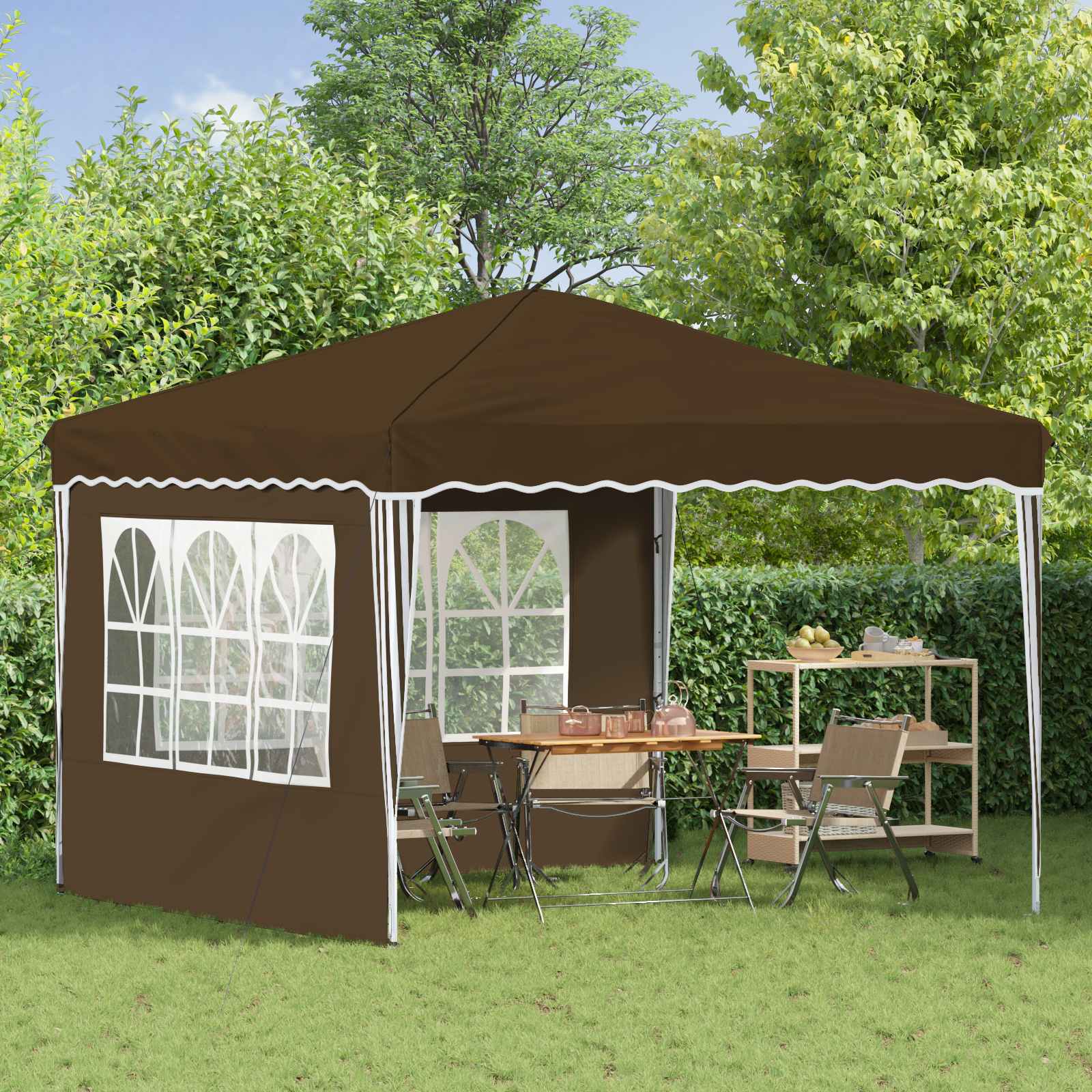Pop-up Partyzelt 288 x 288 x 245 cm Taupe Oxford-Stoff