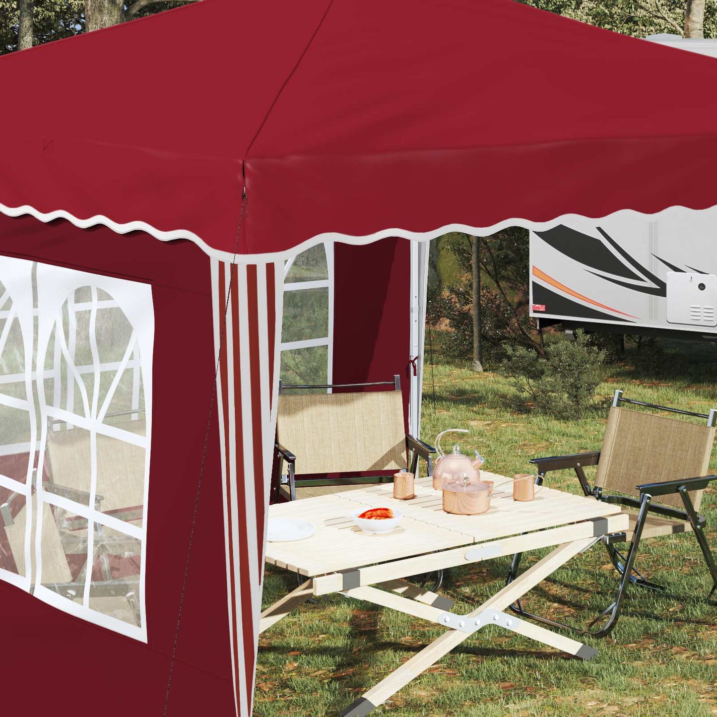 Pop-up Partyzelt 288 x 288 x 245 cm Bordeauxrot Oxford-Stoff