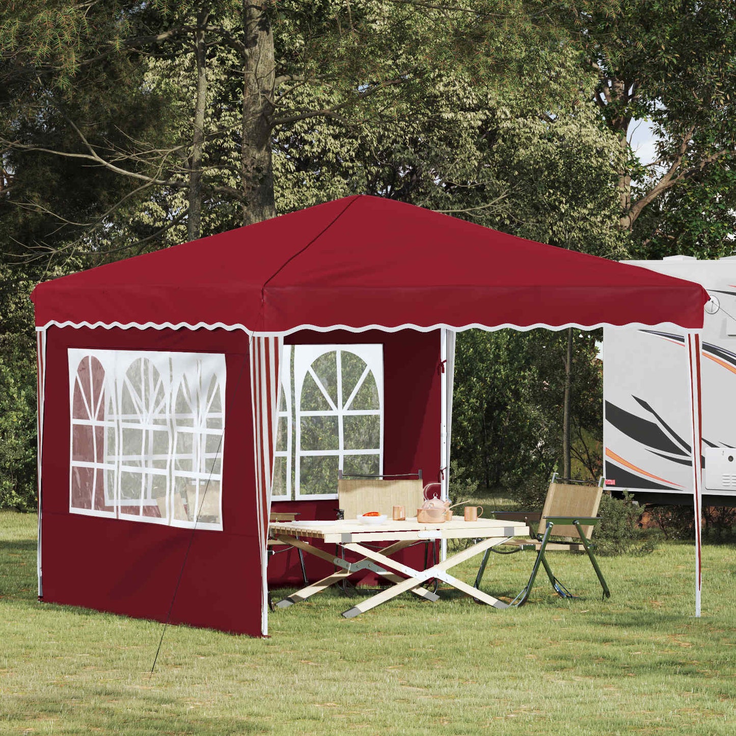 Pop-up Partyzelt 288 x 288 x 245 cm Bordeauxrot Oxford-Stoff