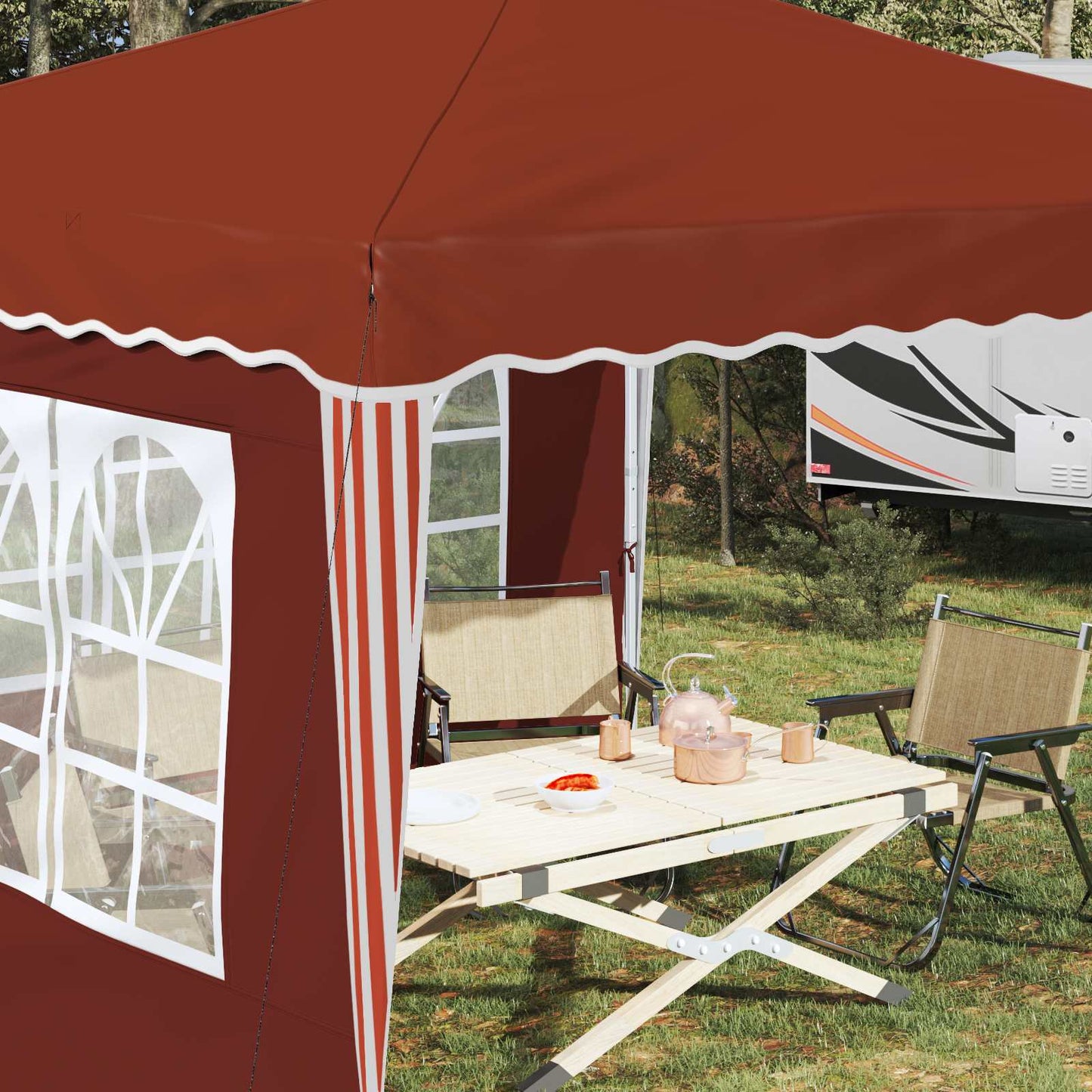 Pop-up Partyzelt 288 x 288 x 245 cm Terrakotta Oxford-Stoff