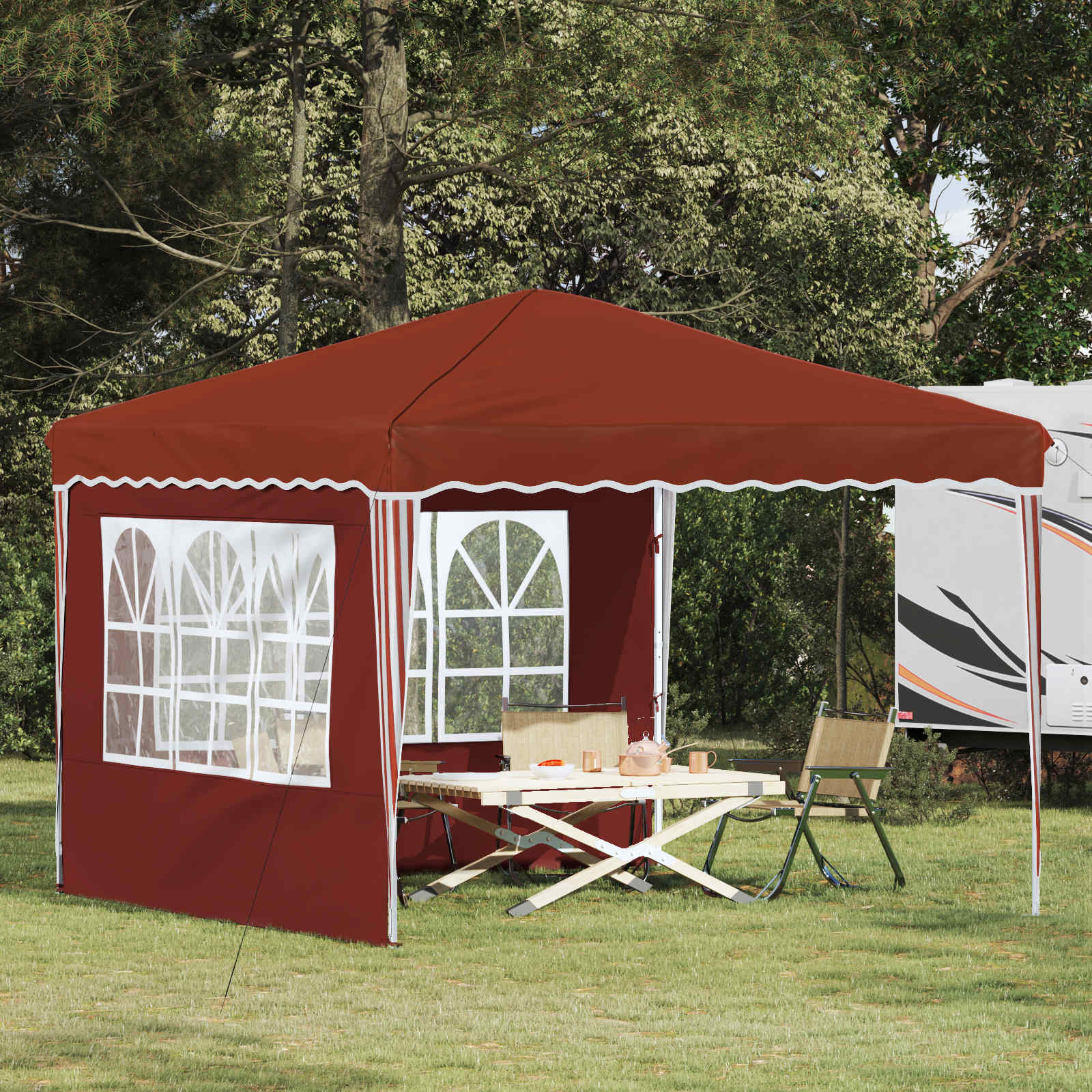 Pop-up Partyzelt 288 x 288 x 245 cm Terrakotta Oxford-Stoff