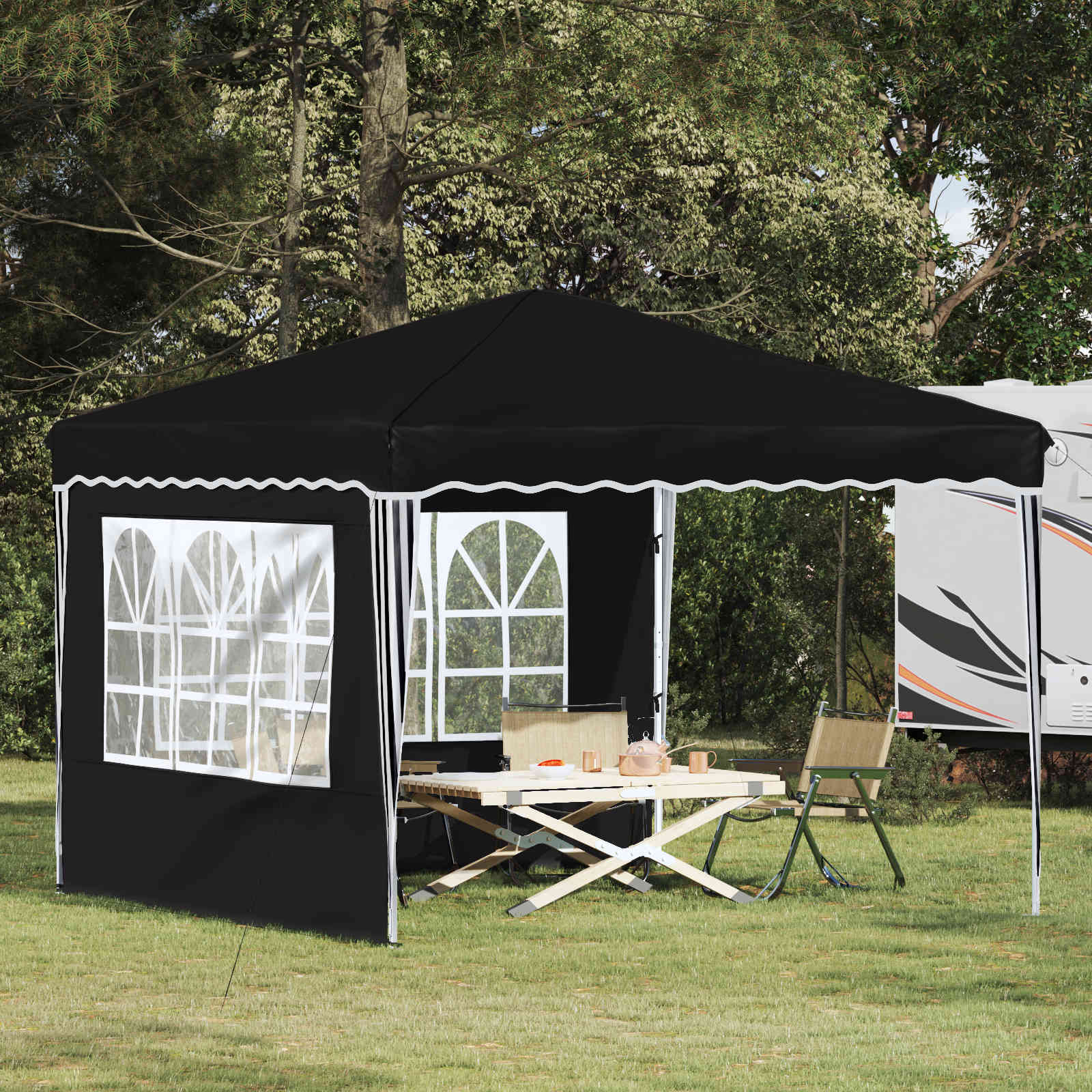 Pop-up Partyzelt 288 x 288 x 245 cm Schwarz Oxford-Stoff