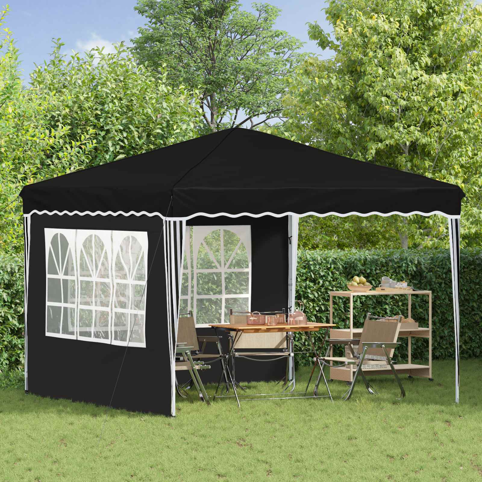 Pop-up Partyzelt 288 x 288 x 245 cm Schwarz Oxford-Stoff
